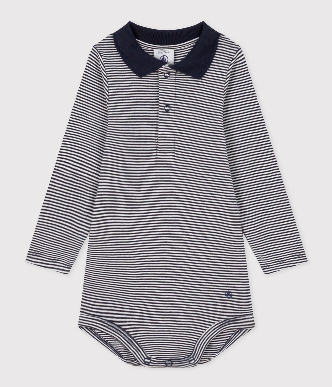 Body manches longues rayé à col en coton bébé