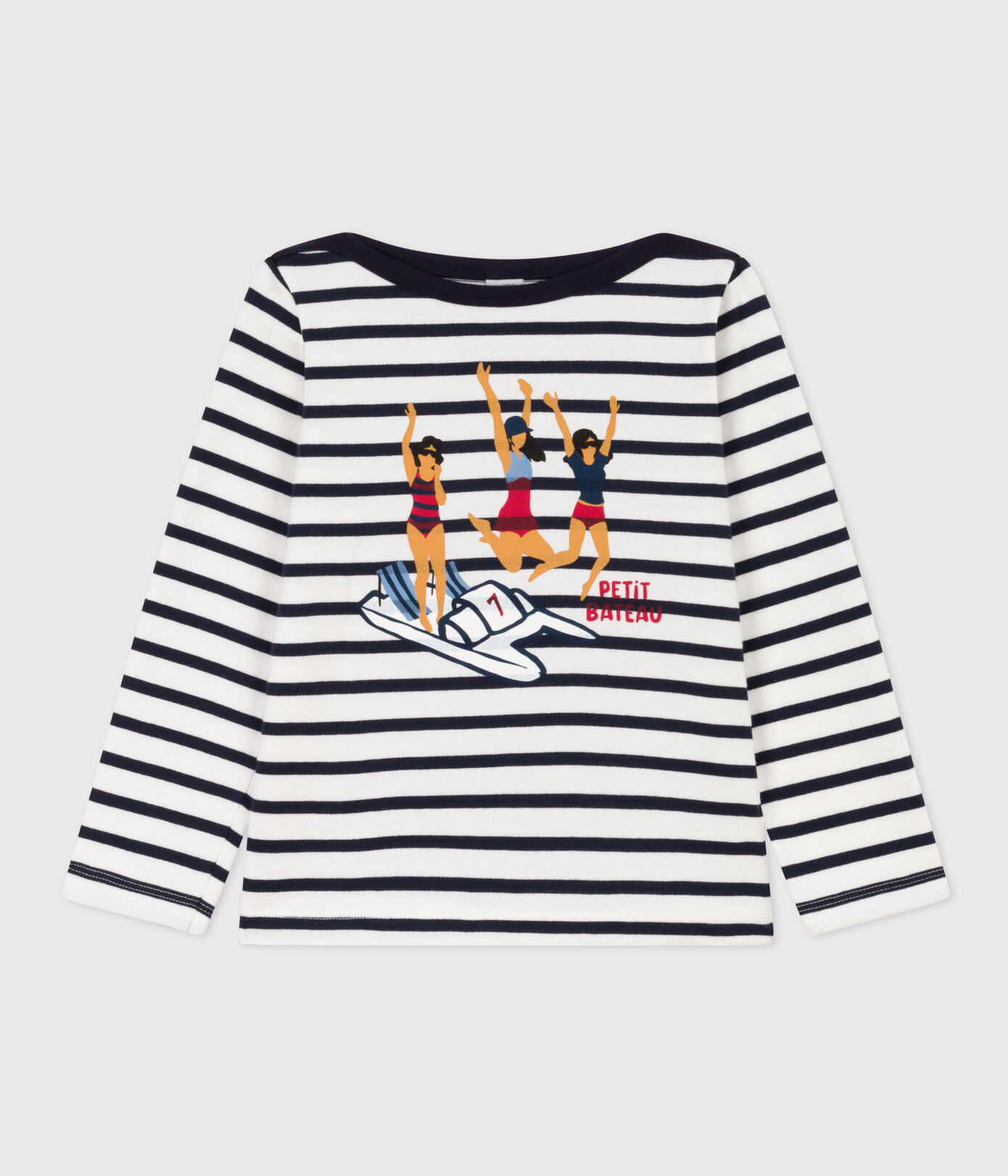Marinière sérigraphiée en coton épais enfant fille