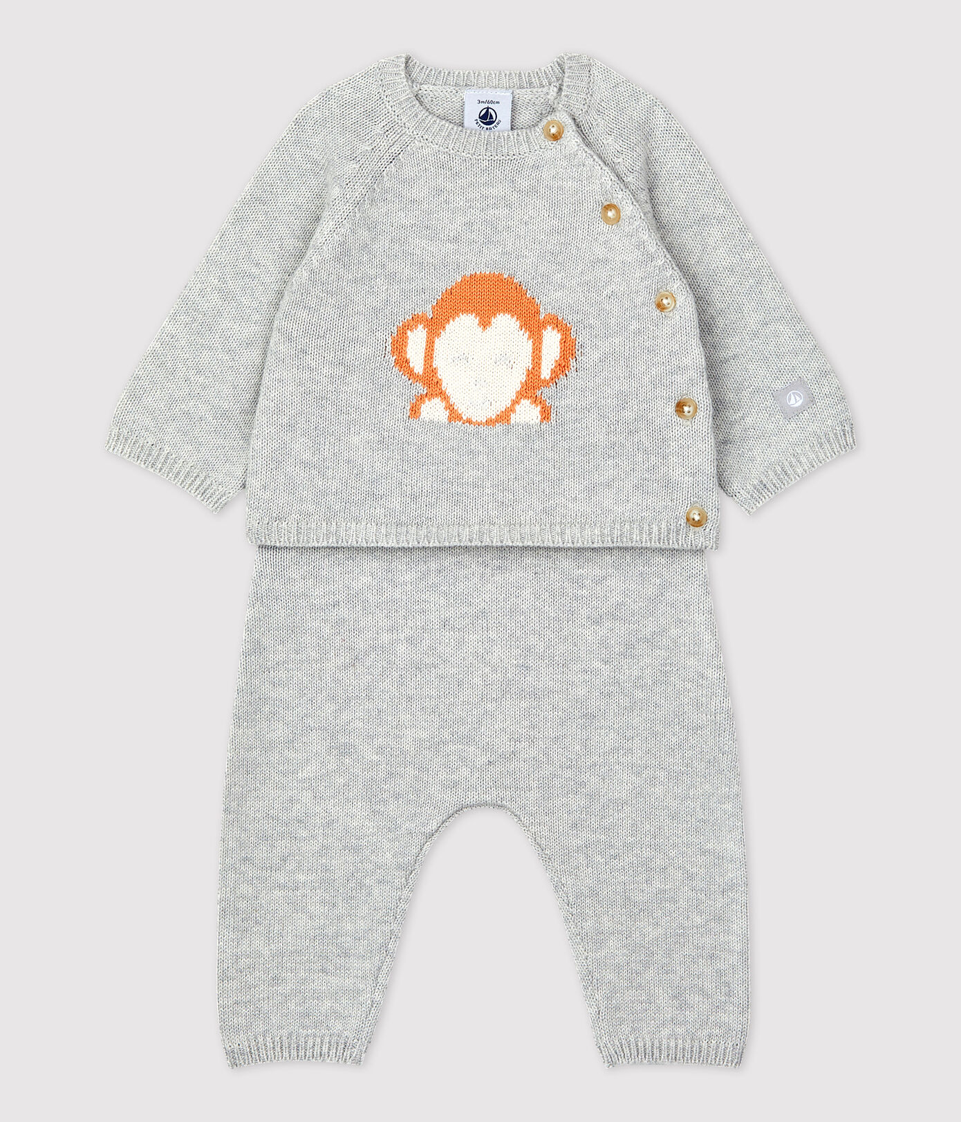 Ensemble 2 pièces jacquard en tricot bio bébé