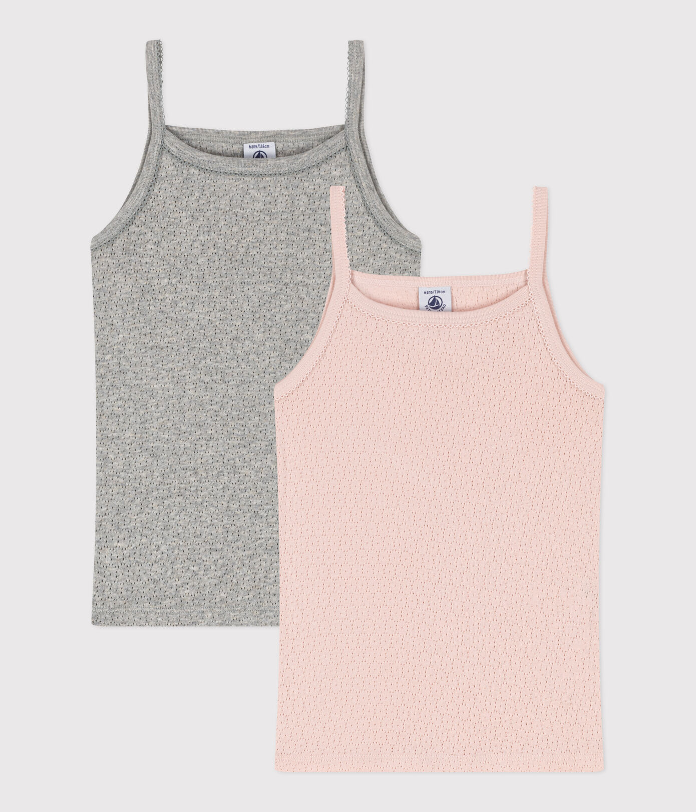 Lot de 2 chemises à bretelles en coton ajouré petite fille