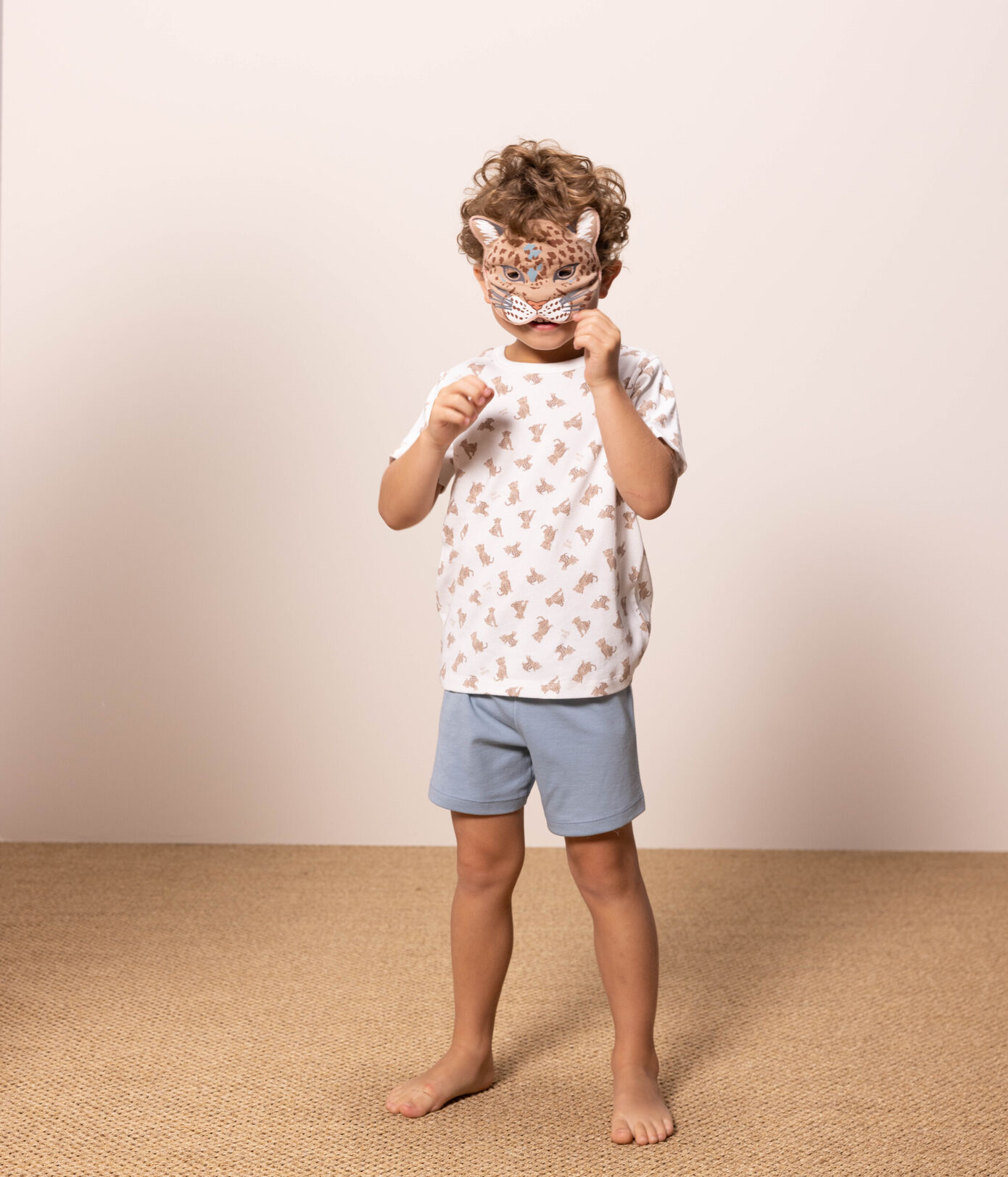 Pyjama léopards avec masque en coton petite fille/petit garon