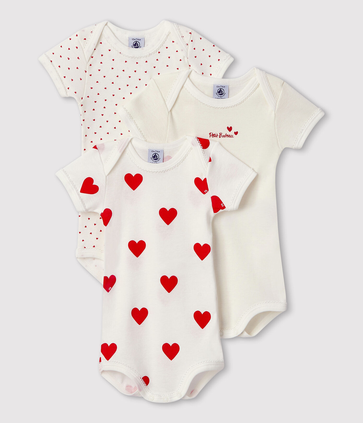 Lot de 3 bodies cur manches courtes bébé en coton