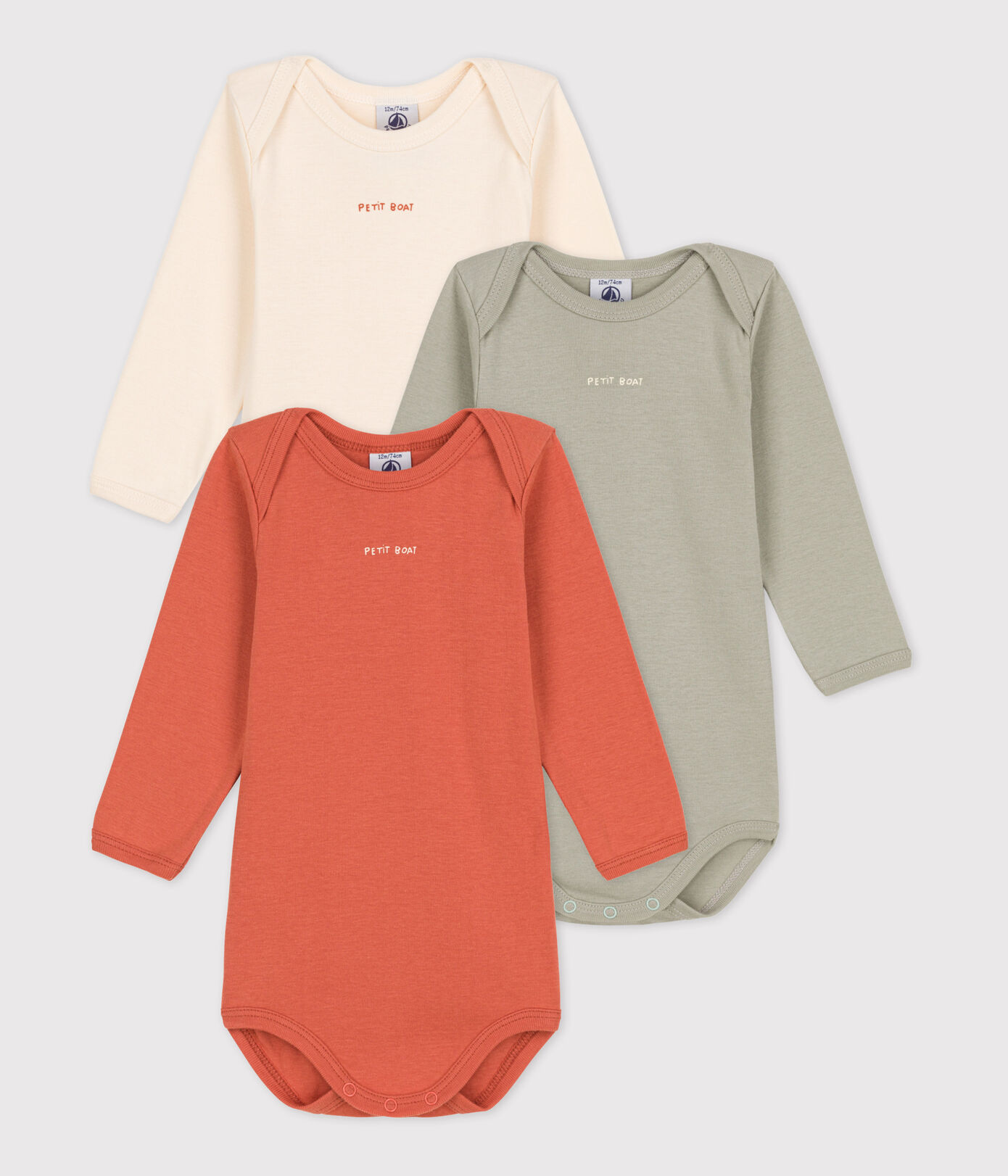 Lot de 3 bodies manches longues bébé en coton