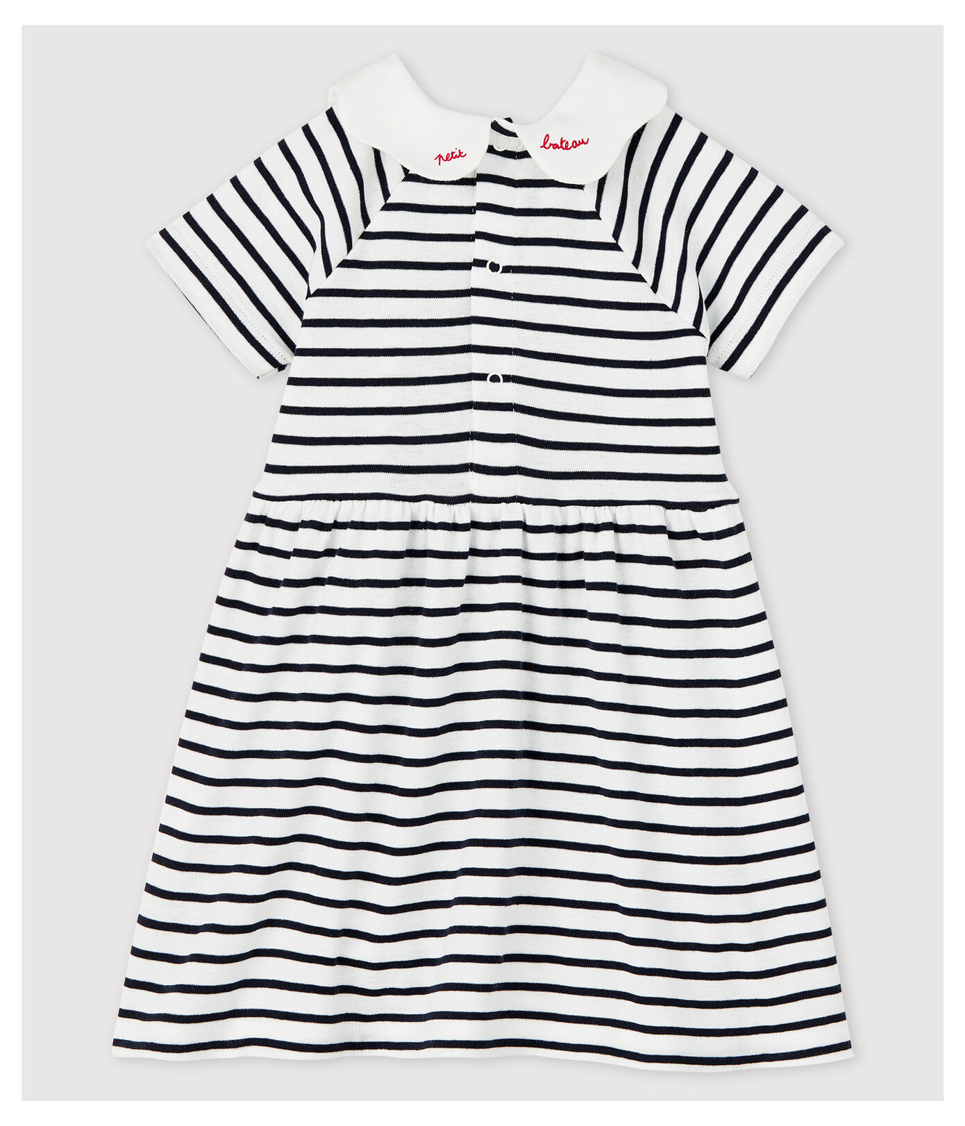 Robe manches courtes en cte rayé bébé fille
