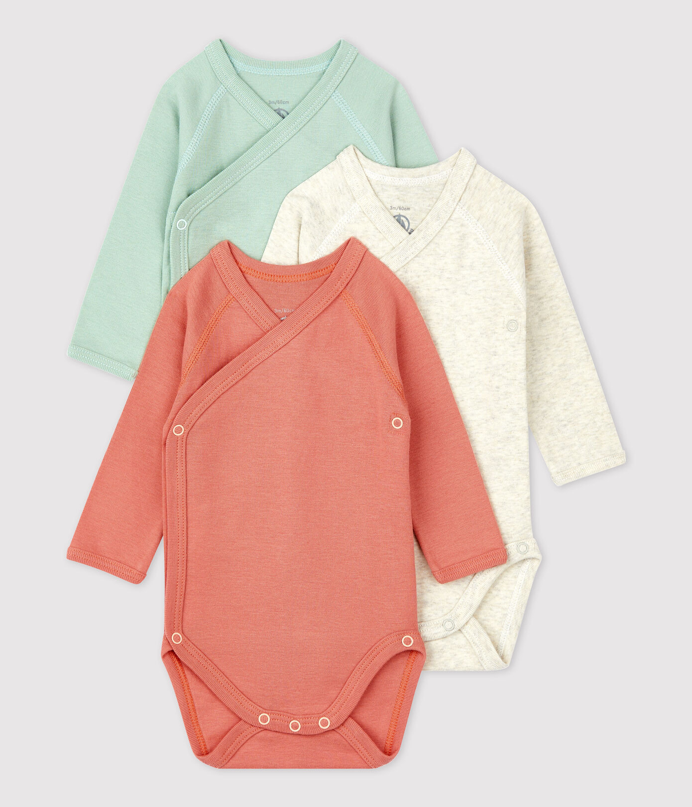 Lot de 3 bodies bébé en coton biologique
