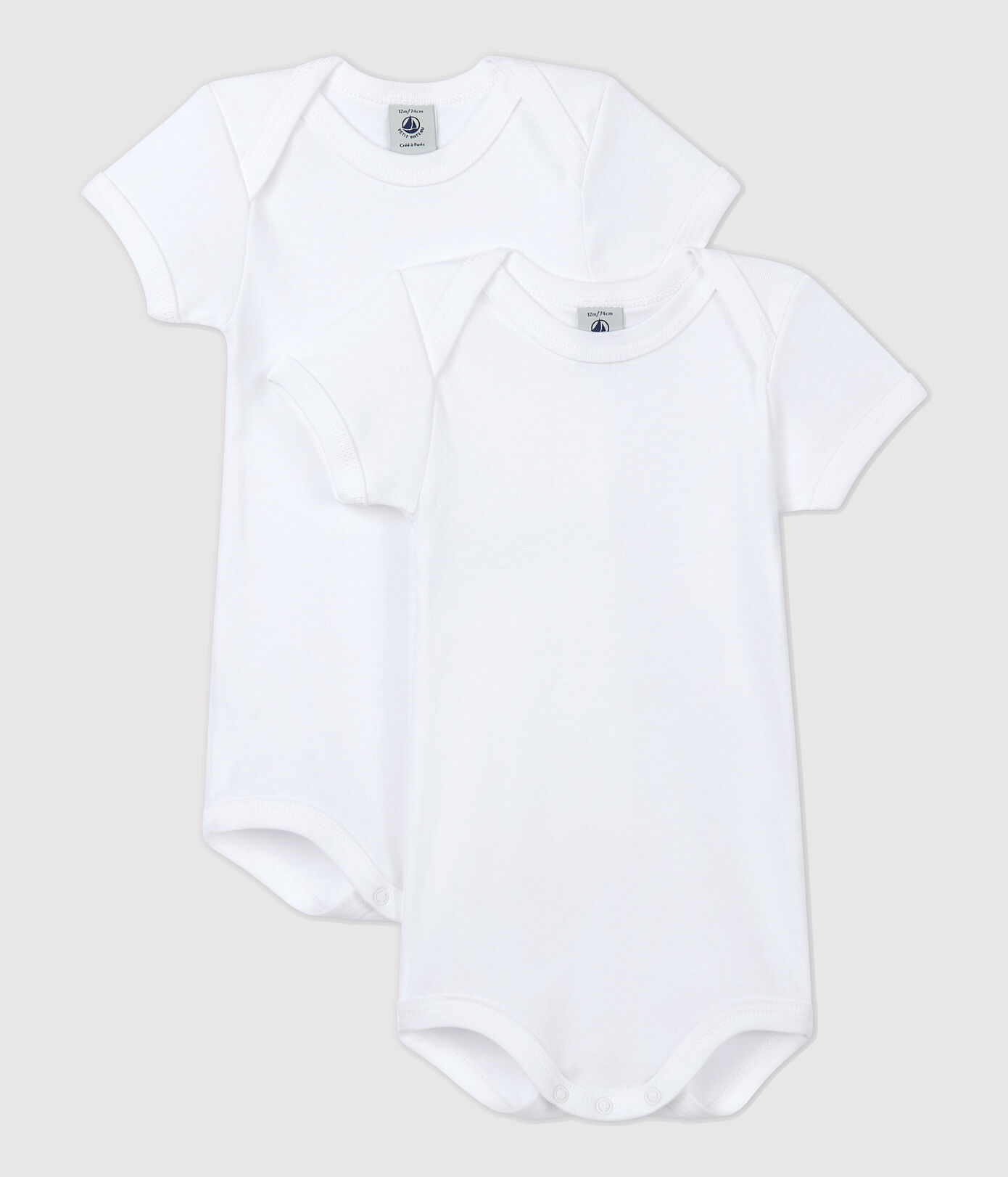Lot de 2 bodies blancs manches courtes bébé