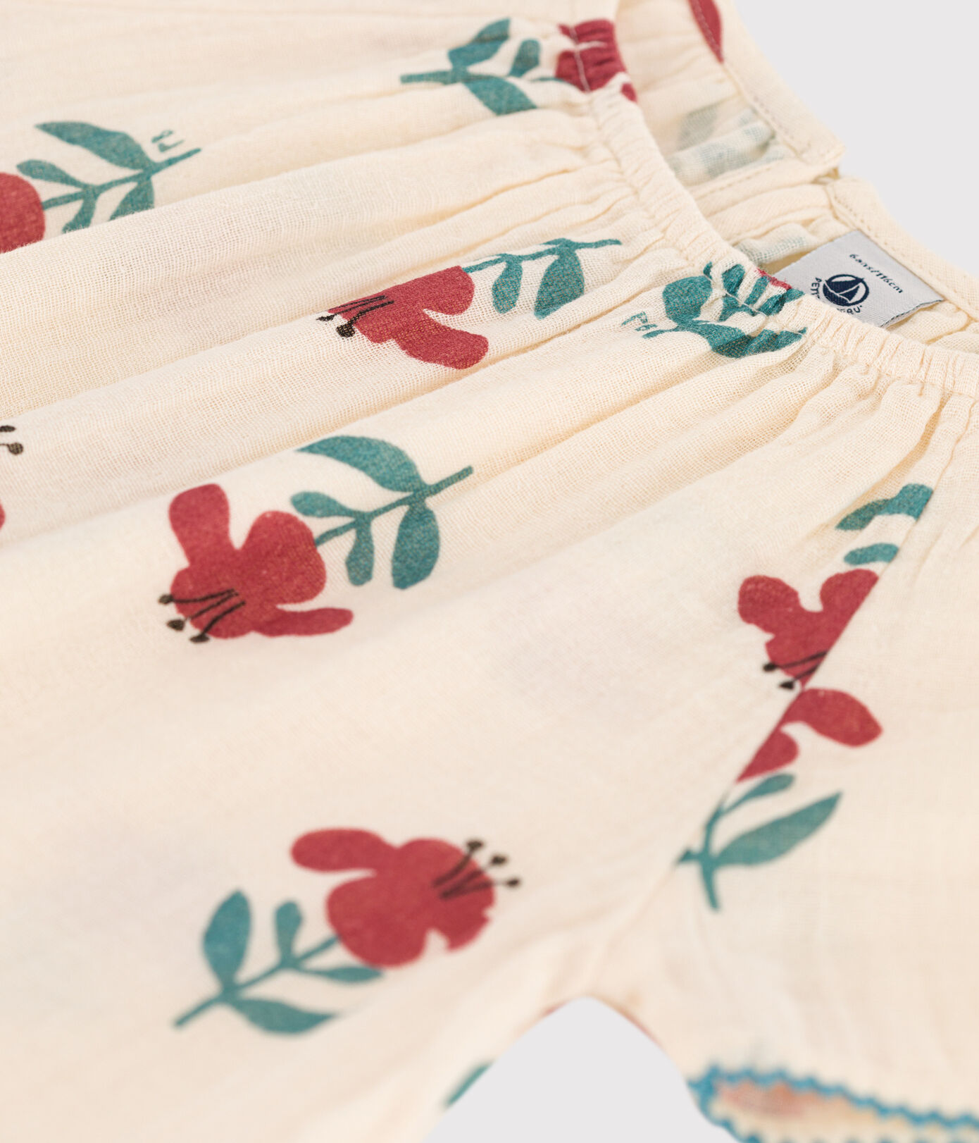 Blouse fleurie en gaze de coton enfant fille