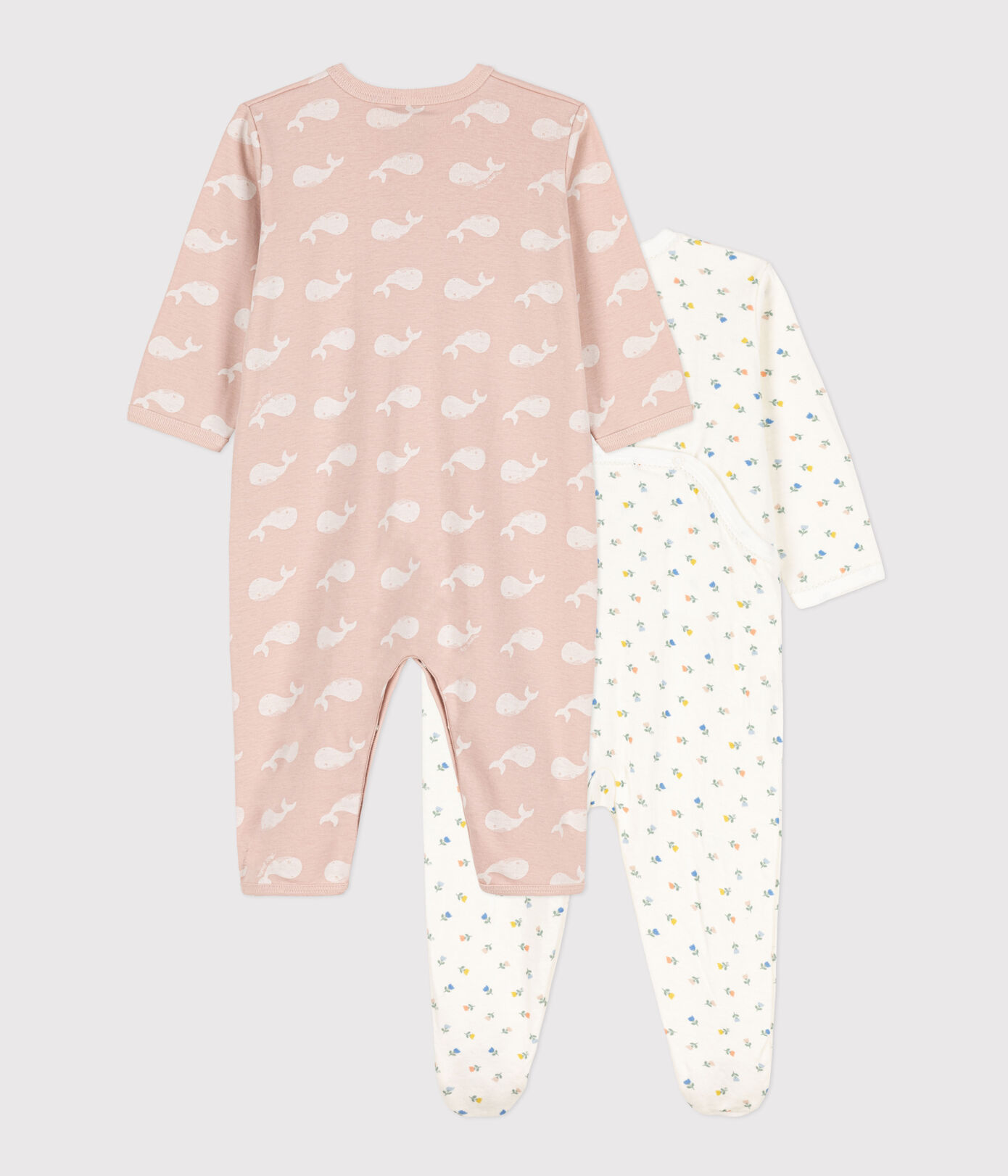 Lot de 2 dors bien fleurs et baleines roses en coton