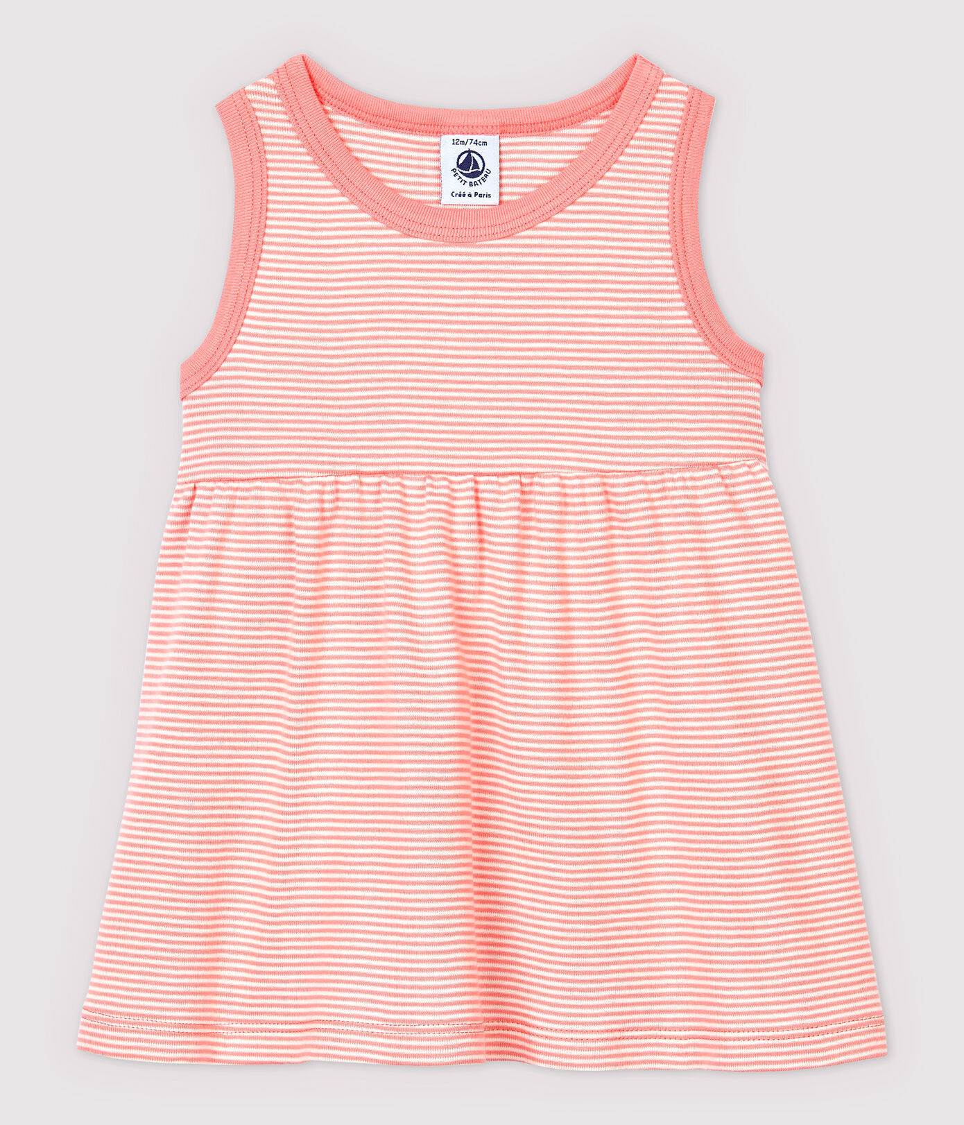 Robe rayée sans manches en cte bébé fille