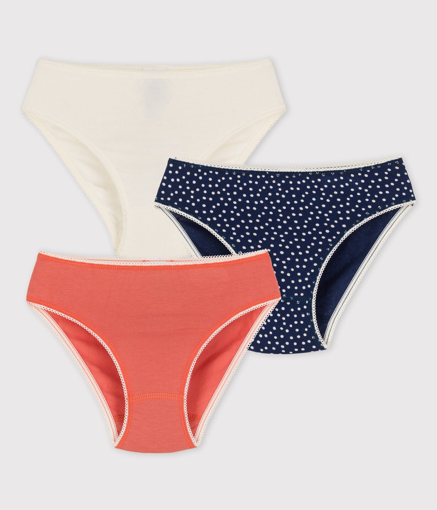 Lot de 3 culottes à pois petite fille en coton et élasthanne