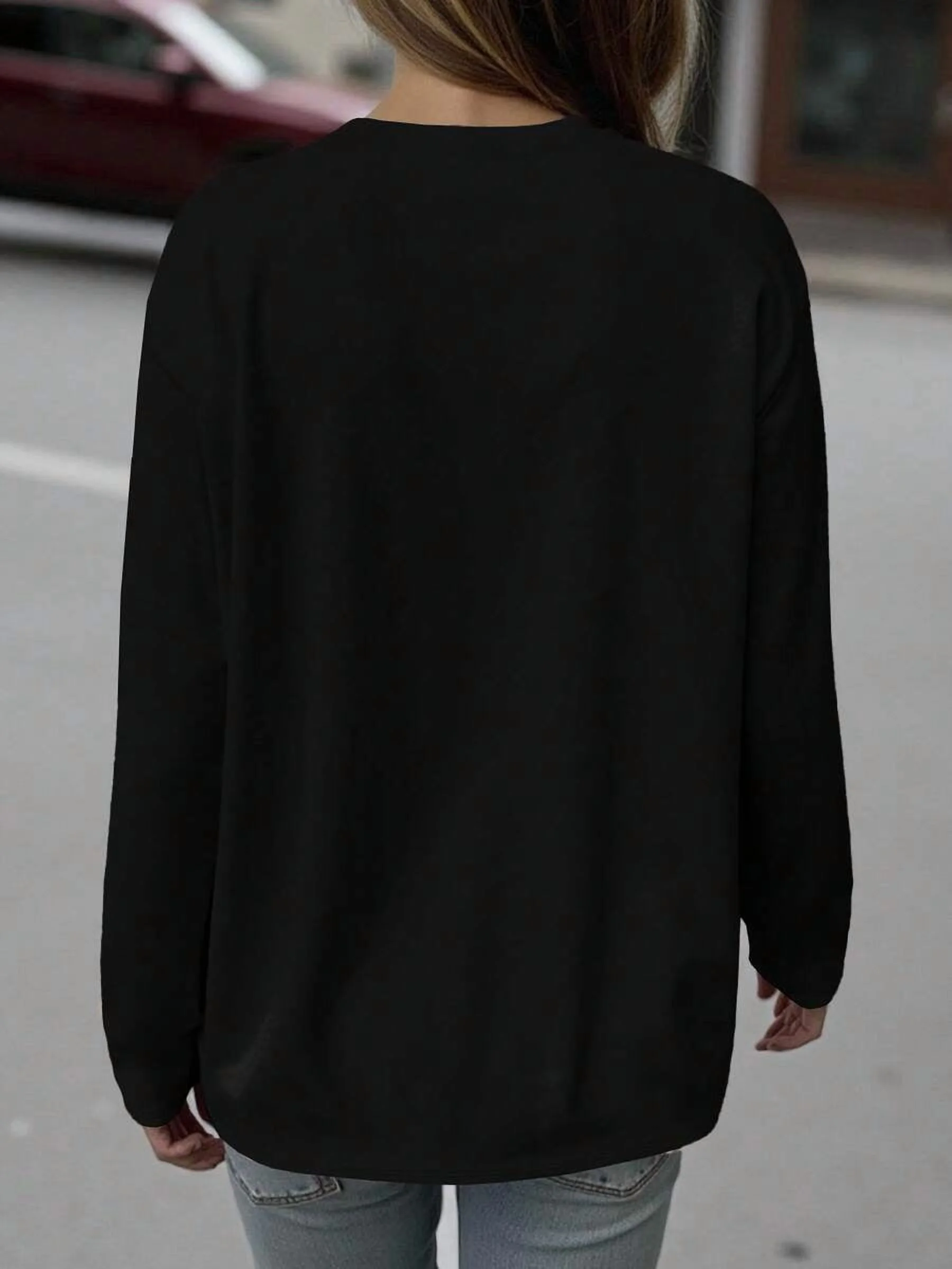 Christmas Graphic Long Sleeve T-Shirt, Cute Streetwear Autumn Top