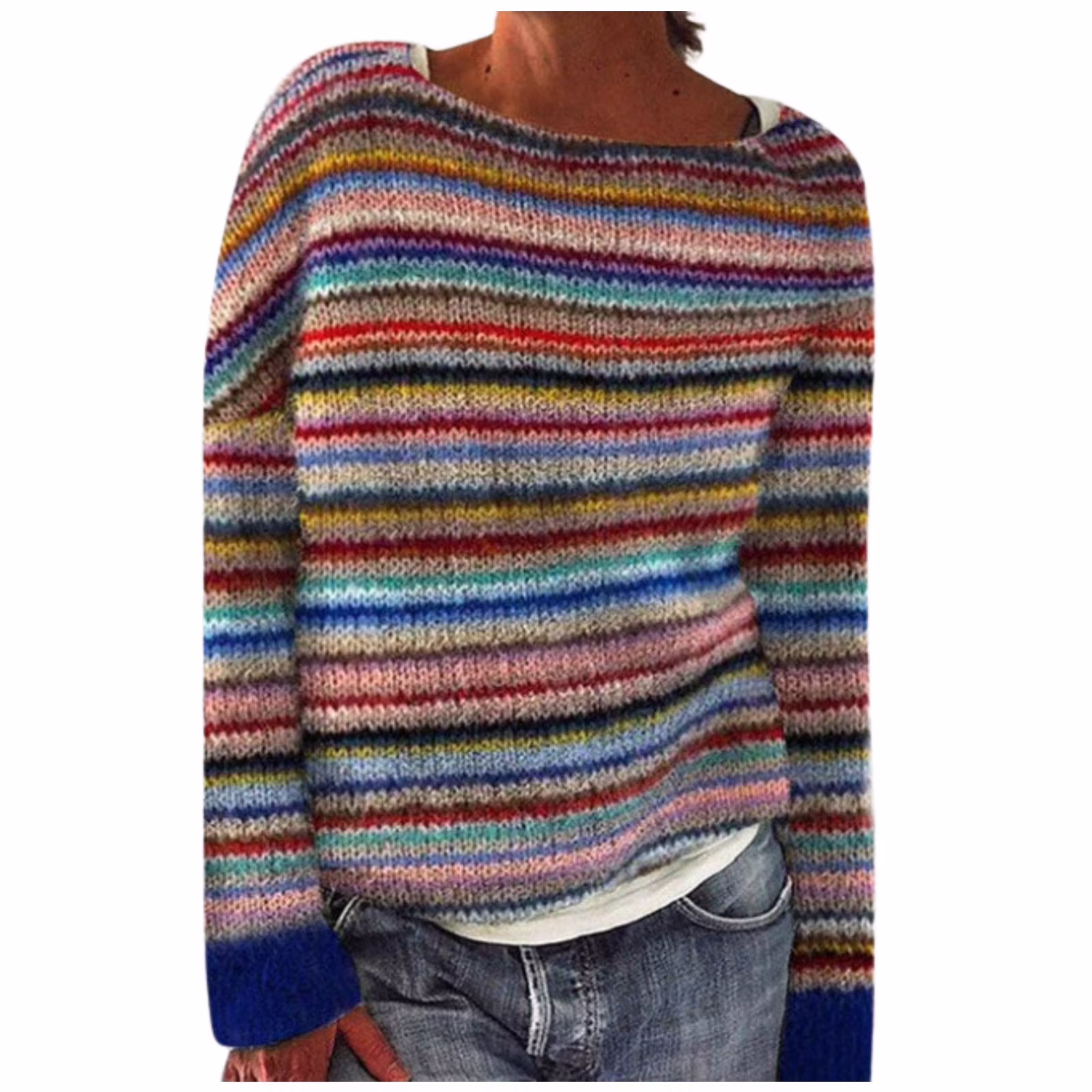 Womens Sweaters,Winter Fall Casual Loose Long Sleeve Women's Knitted Fair Isle Print Retro Sweater,Fair Isle Knit Pullover Sweater L