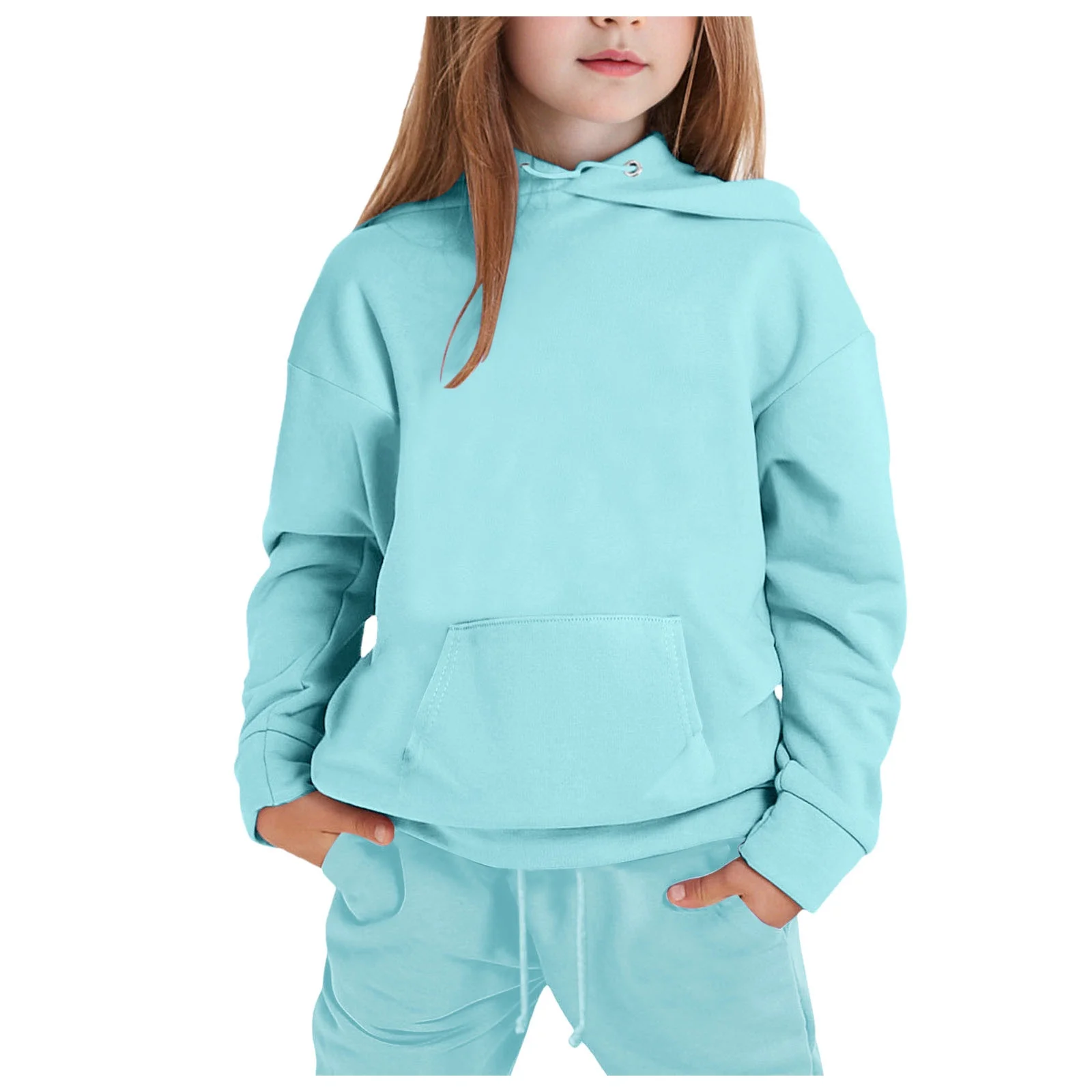 Toddler Long Sleeve Solid Warm Hoodie Pullover Tops Pants Kids Outfits Sweat Suit Blue,2-3T Girls Activewear