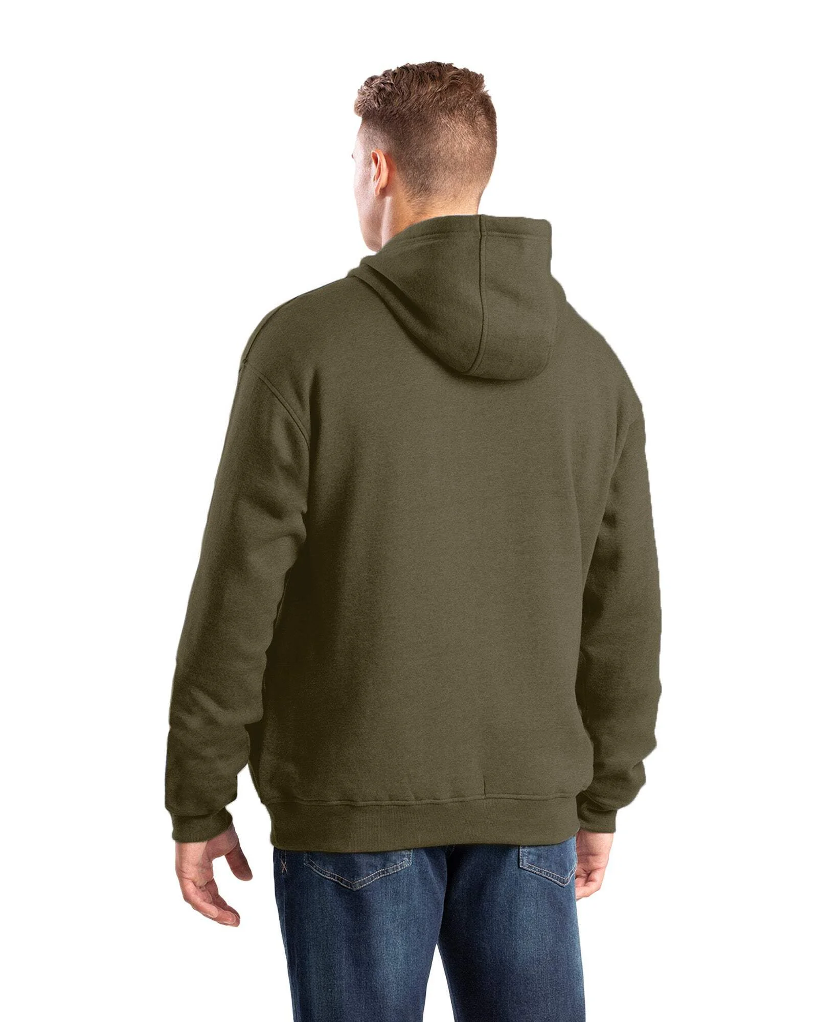 Men's Zippered Pocket Hooded Pullover Sweatshirt