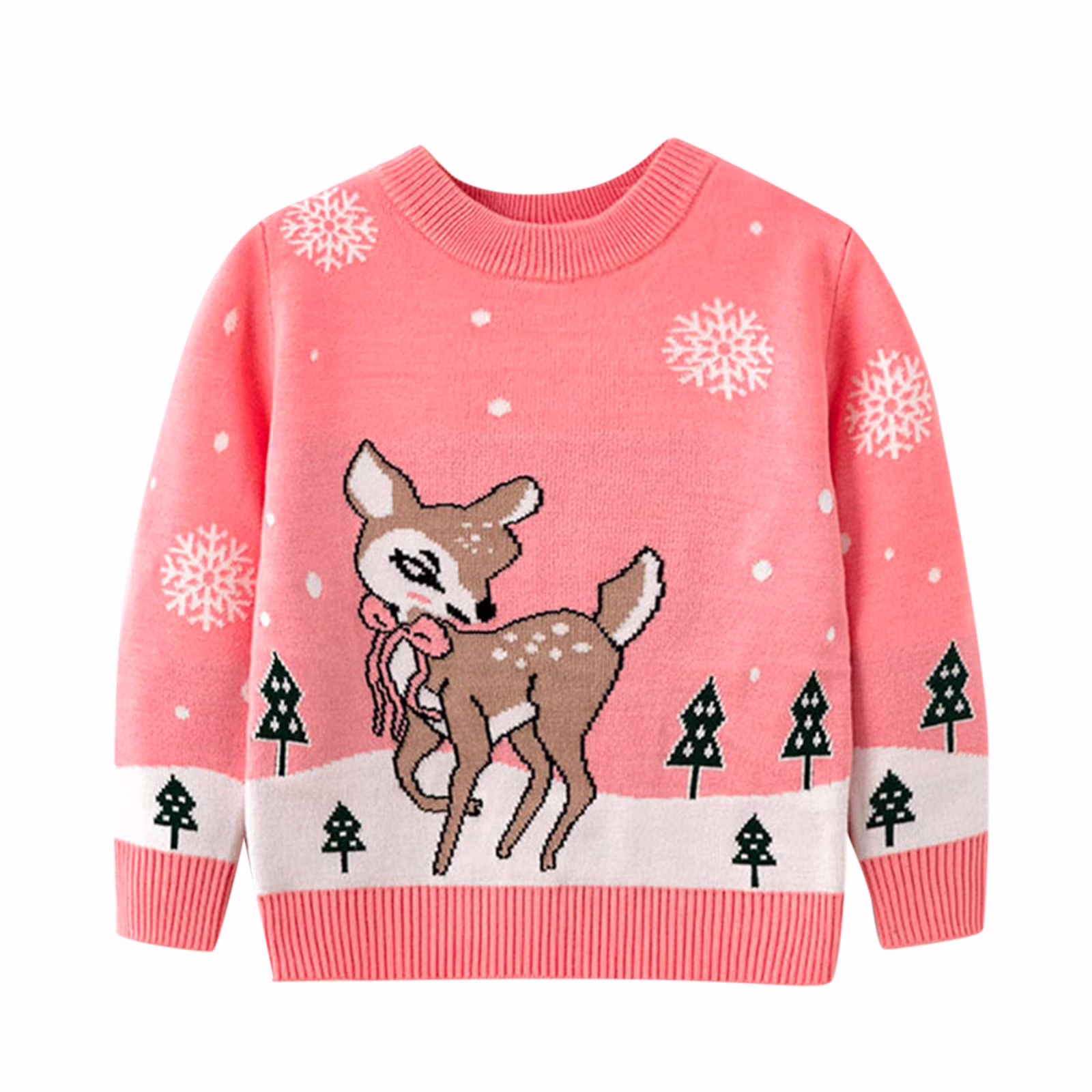 Toddler Little Boys Girls Kids Christmas Sweater Xmas Holiday Party Crewneck Knitwear Cute Pullover Tops 6 Years- 7 Years