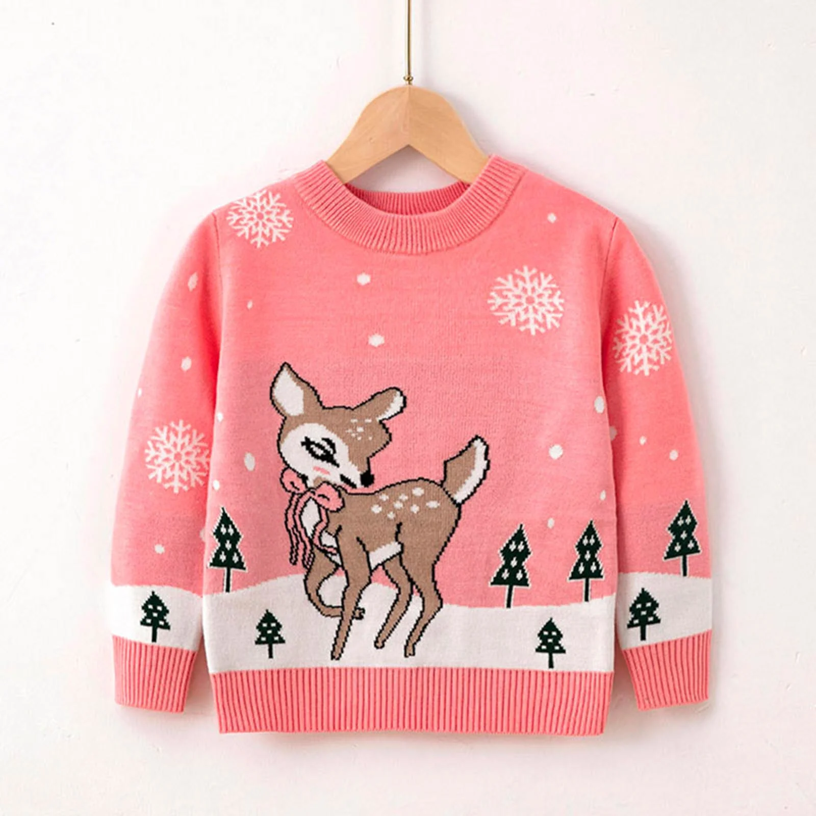 Toddler Little Boys Girls Kids Christmas Sweater Xmas Holiday Party Crewneck Knitwear Cute Pullover Tops 4 Years- 5 Years