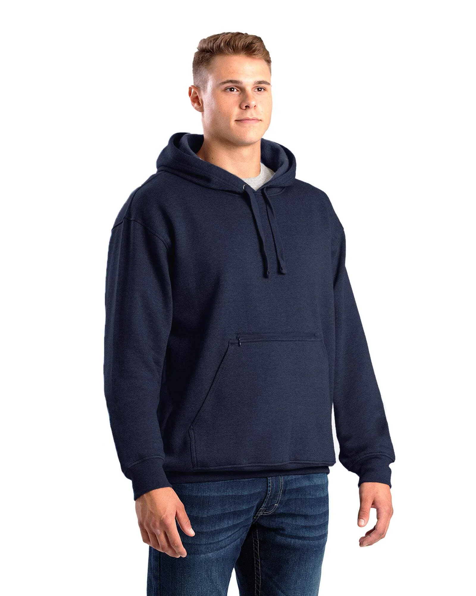 Men's Zippered Pocket Hooded Pullover Sweatshirt