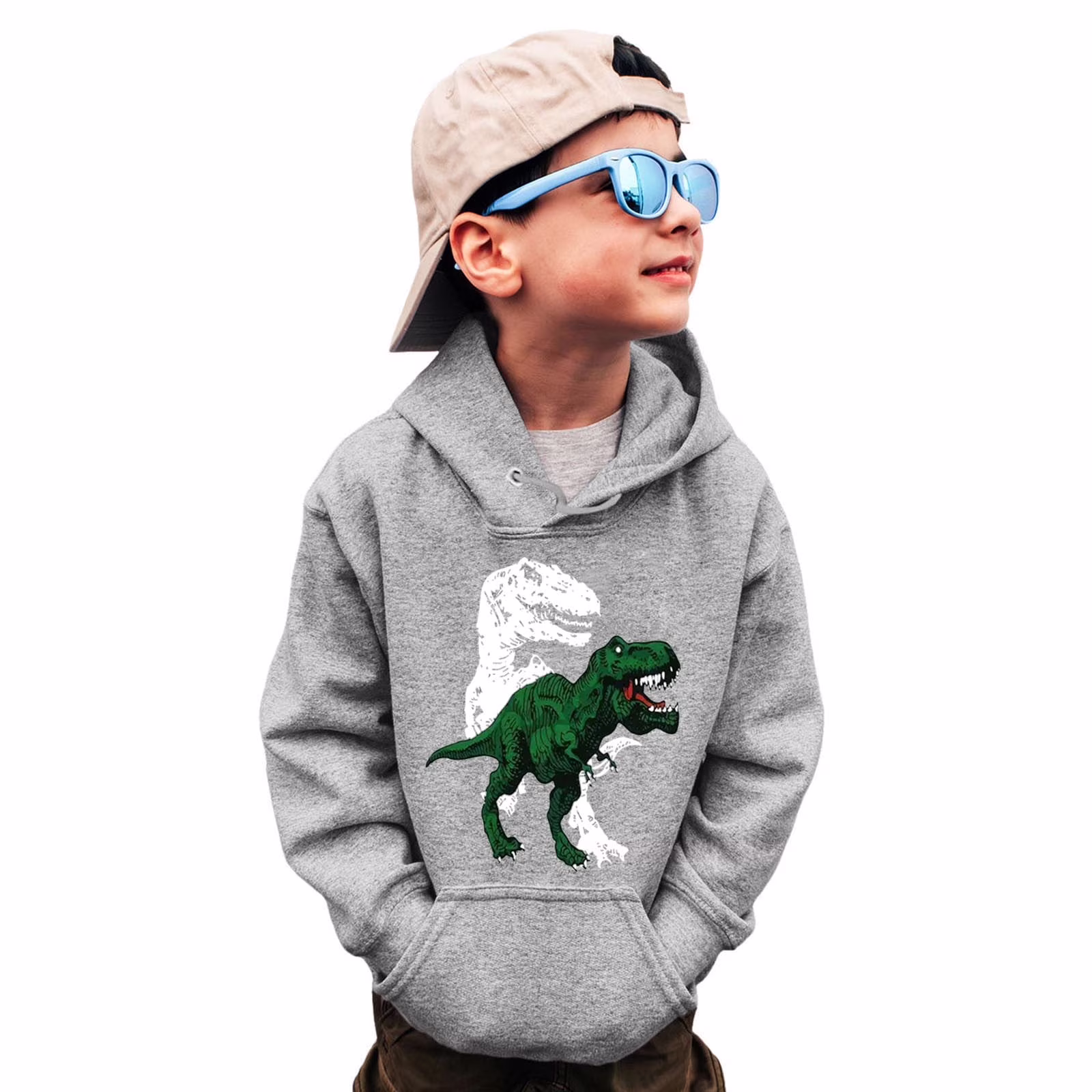 Baby Boys Hoodies Dinosaur Printed Drop Shoulder Outwear Trendy Spring Casual Girls and Toddlers' Pullover Hoodie Sweatshirt,A1-Grey,6-7 Years