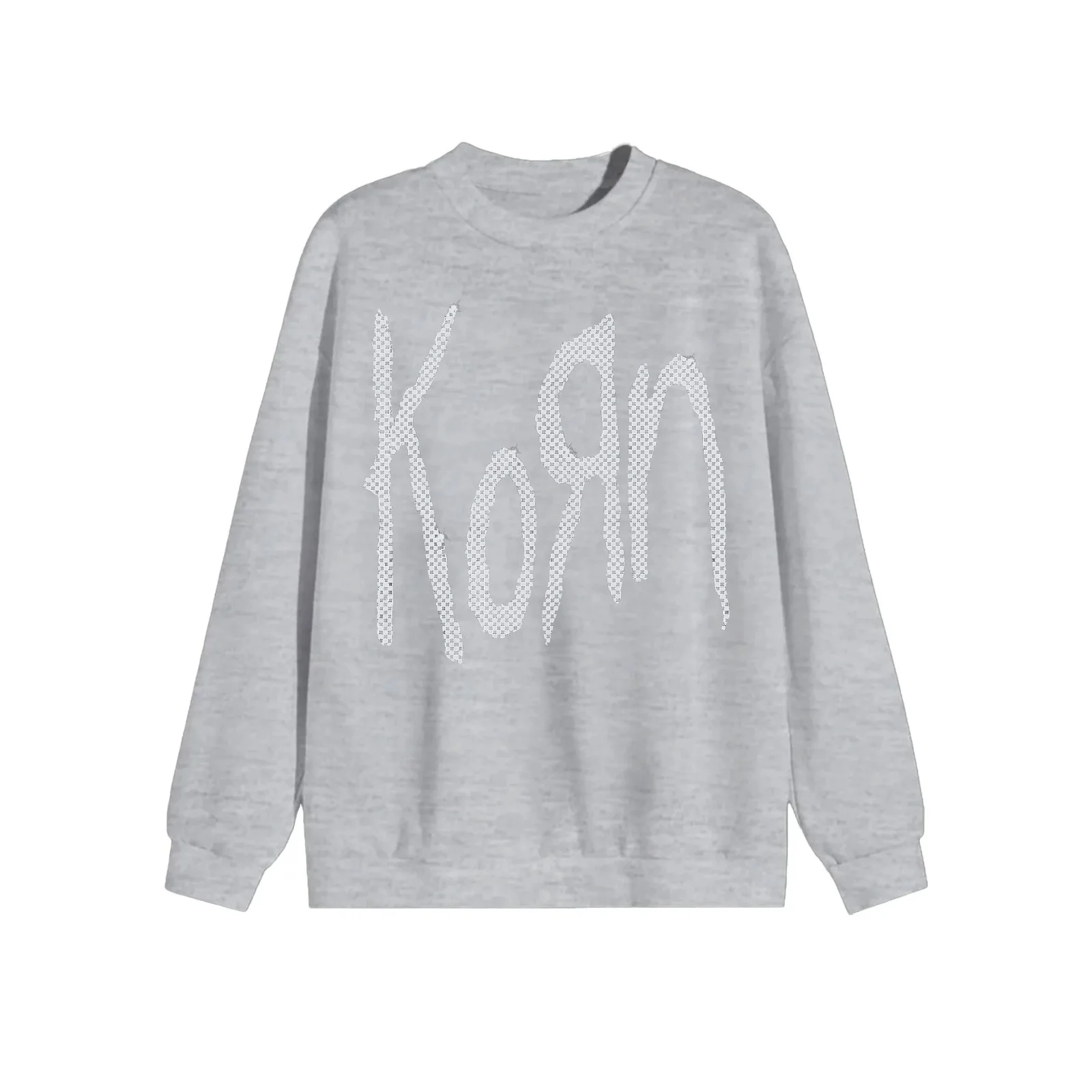 30 Rhinestone Graphics Print Crewneck Sweatshirt Vintage Alternative Nu Metal Rock Band Korn Print Men and Women Over