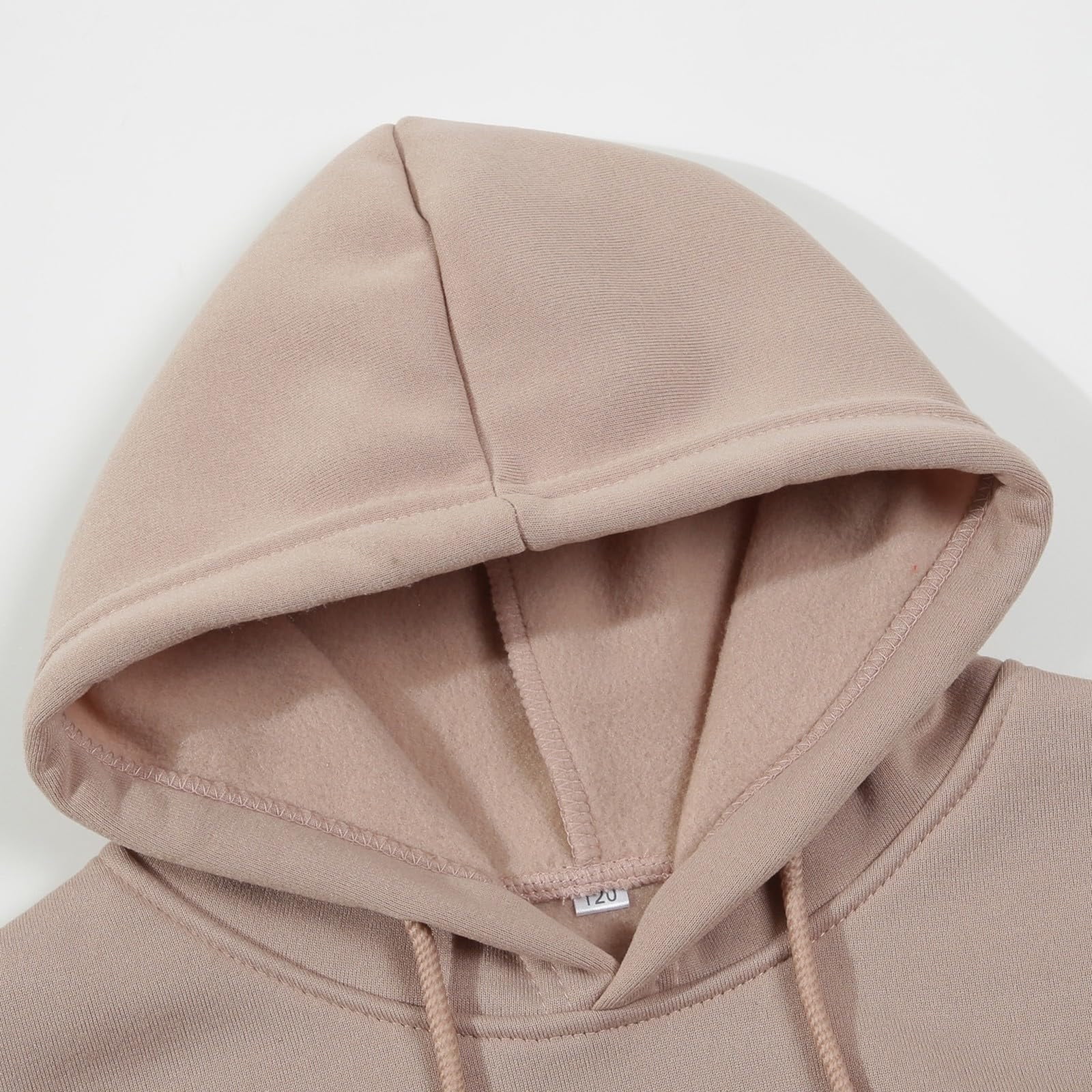 Toddler Long Sleeve Solid Warm Hoodie Pullover Tops Pants Kids Outfits Sweat Suit Beige,4-5T Kids Unisex Outfit Sets