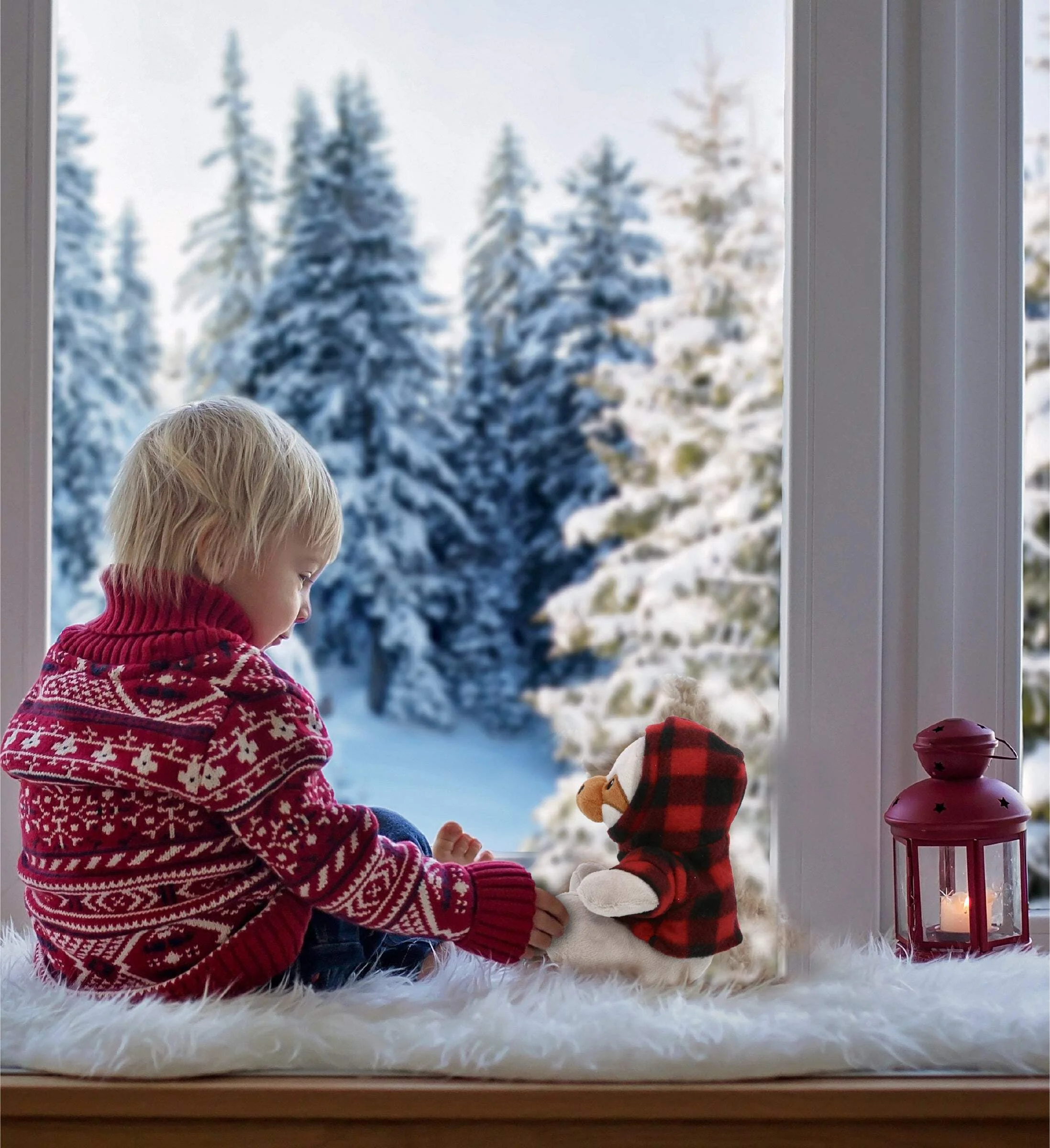 6" PLUSH - SLOTH WITH RED PLAID HOODIE