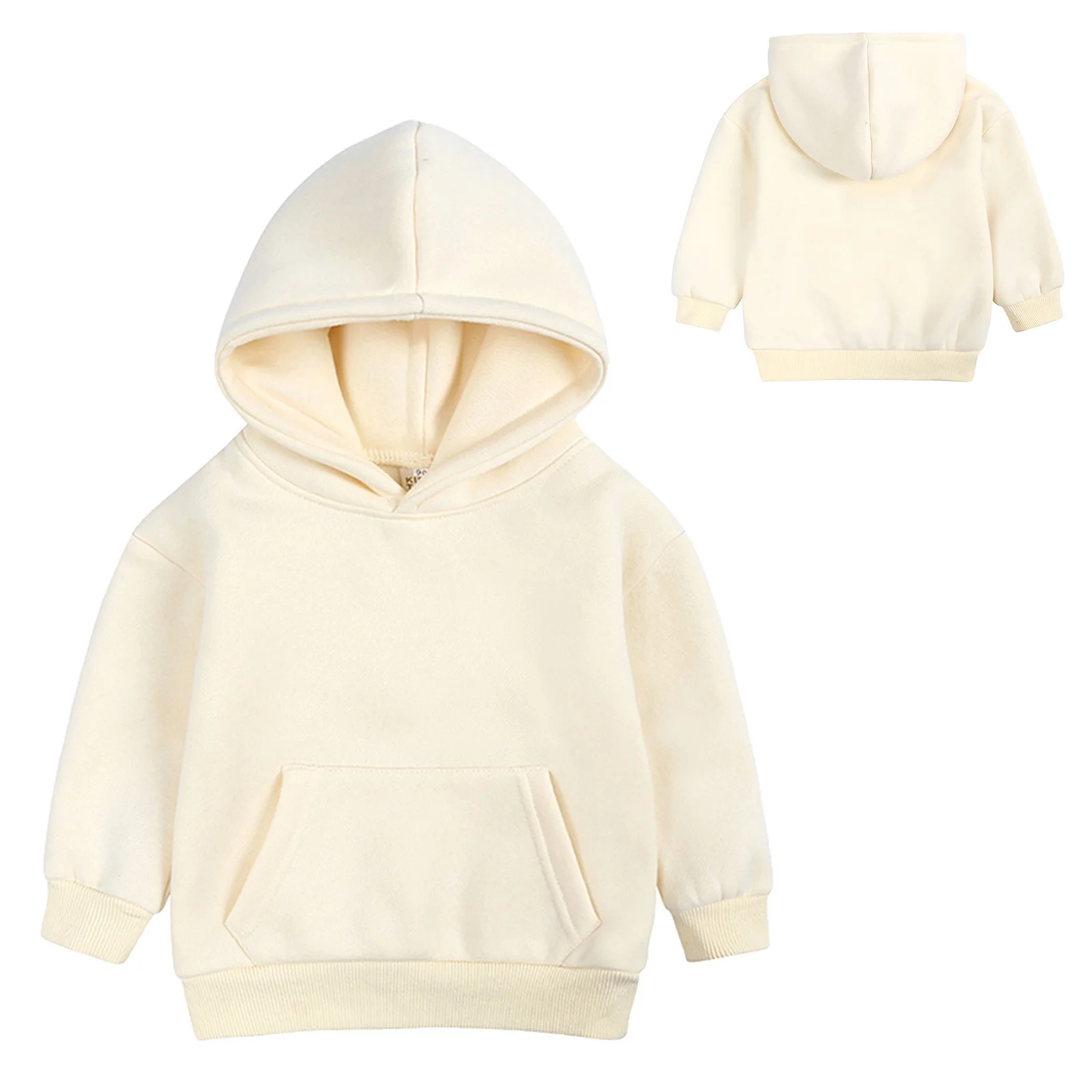 Toddler Boys Girls Pullover Sweatshirt Children Solid Plus Babies Hooded Color Top Coat Girls Tops
