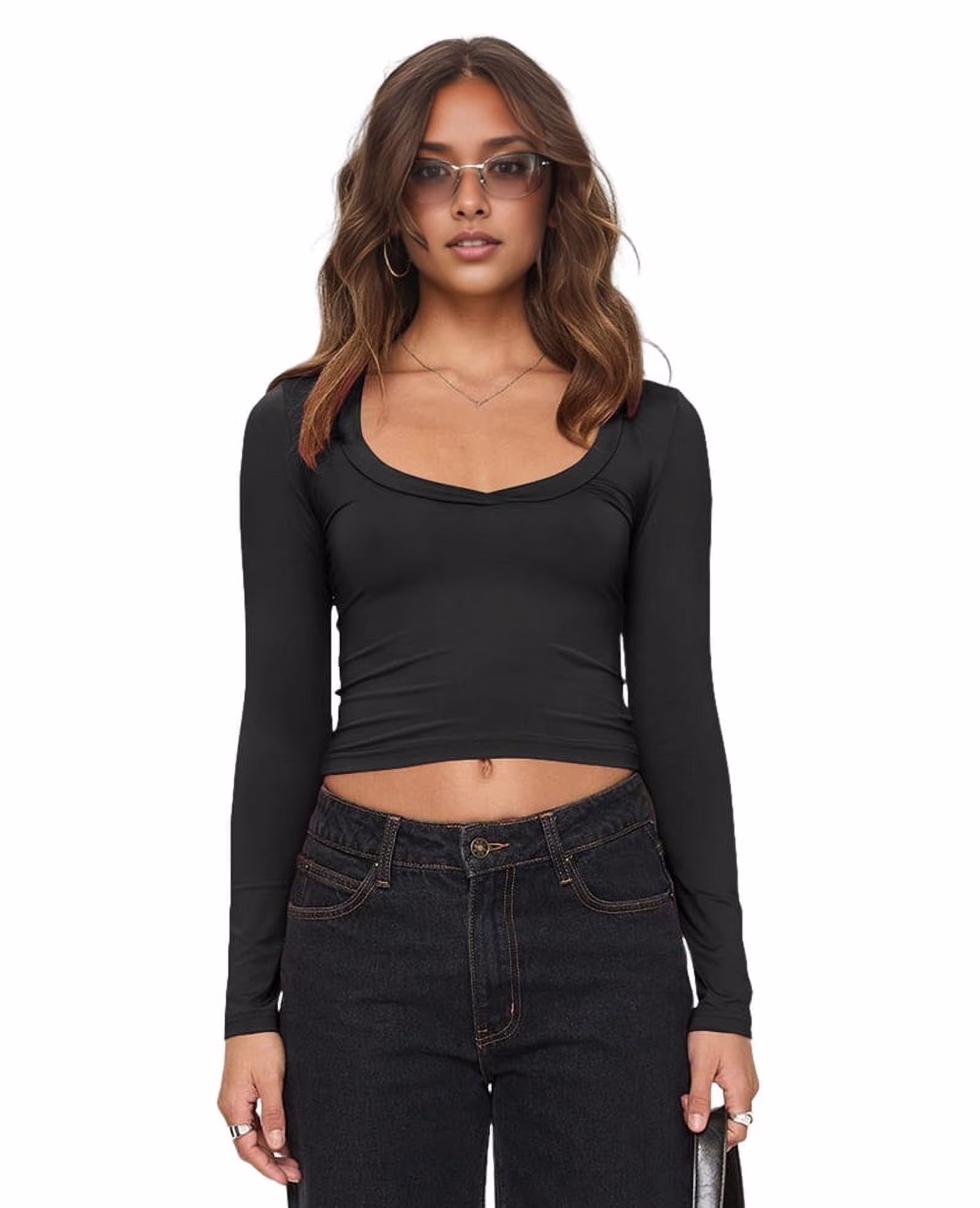 Gdvsclr Long Sleeve Crop Tops Workout Athletic Gym Shirts Cropped Sweatshirts for Women Black S