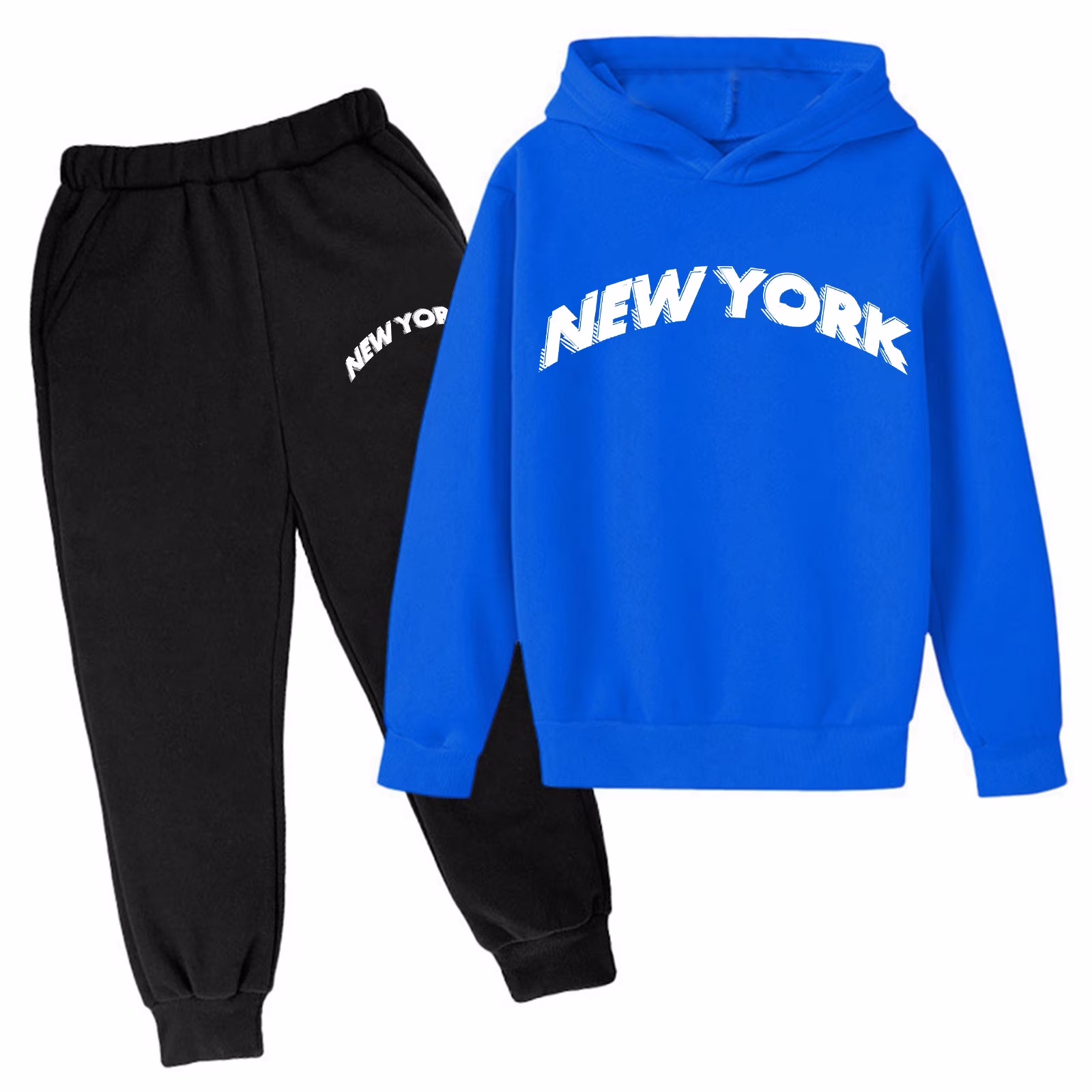 Boys Outfit Sets New York Printed Hooded Sweatshirt Tops Jogger Pants Sports Sweatsuit Two Piece Tracksuit Little Kid Clothing Suit