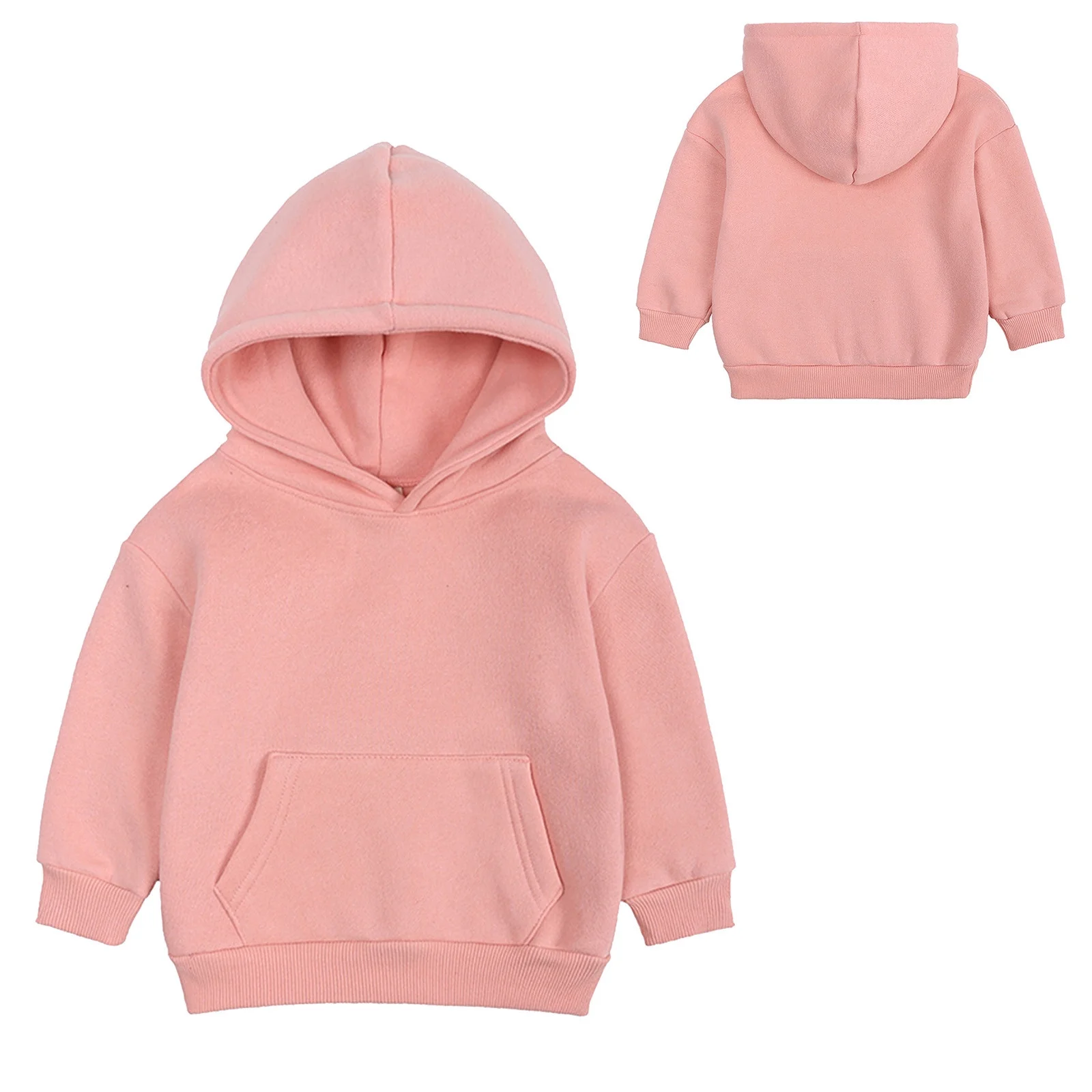 Toddler Boys Girls Pullover Sweatshirt Children Solid Plus Babies Hooded Color Top Coat Girls Tops