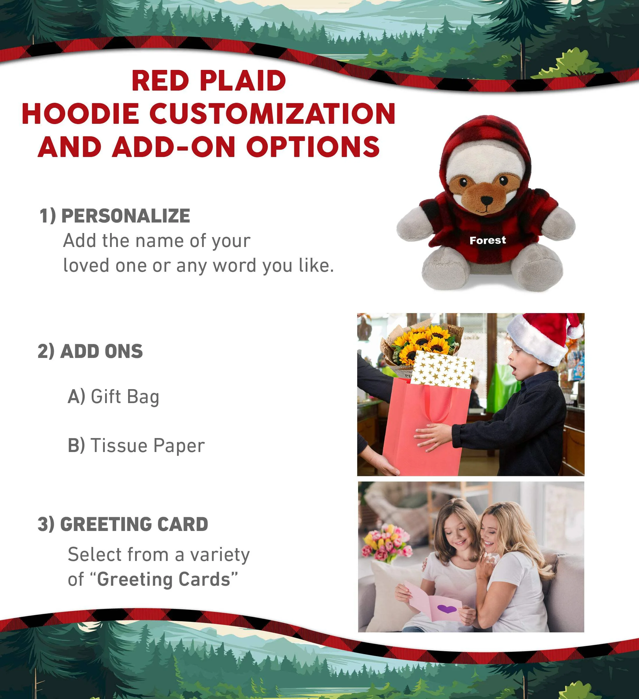 6" PLUSH - SLOTH WITH RED PLAID HOODIE