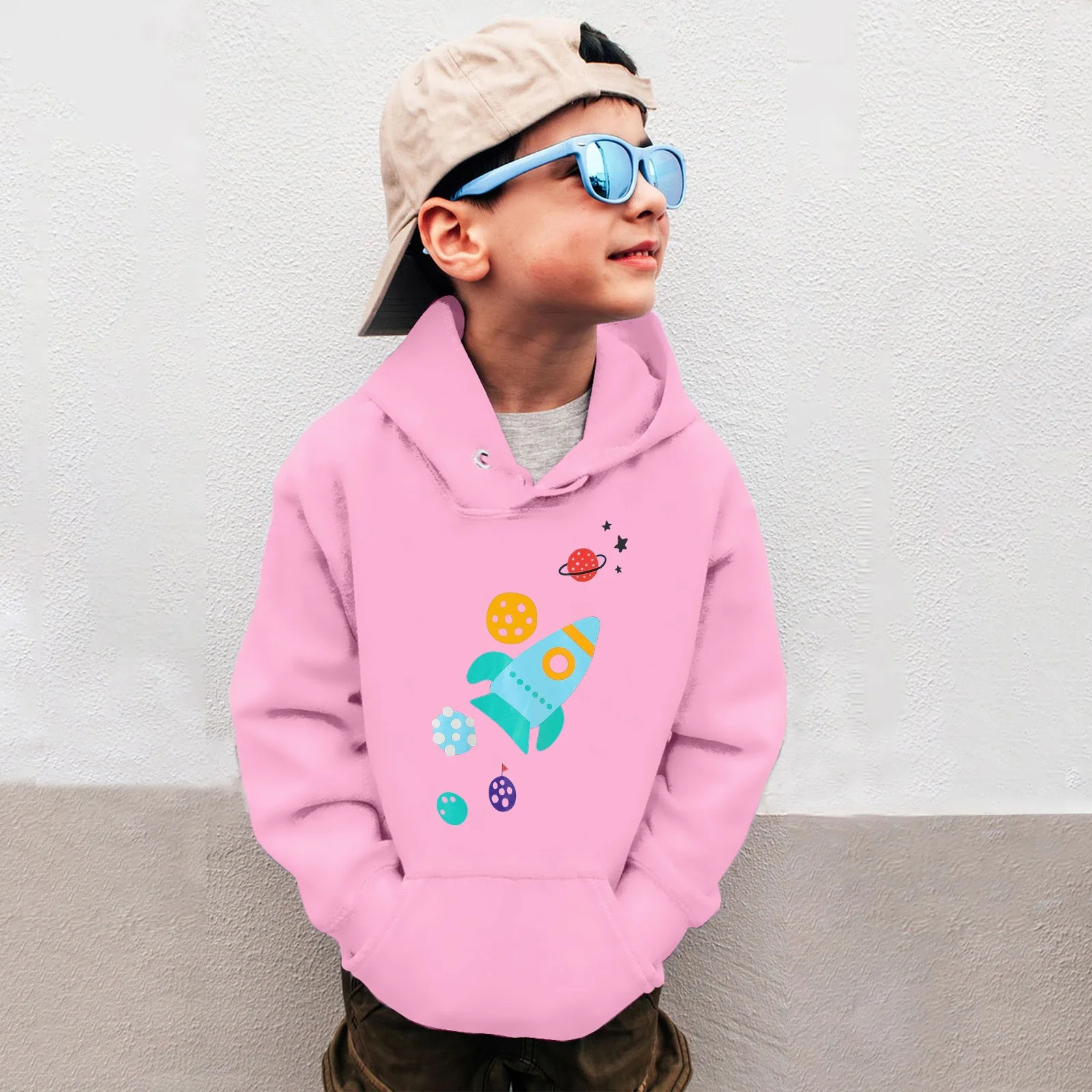 Baby Boys Hoodies Dinosaur Printed Drop Shoulder Outwear Trendy Spring Casual Girls and Toddlers' Pullover Hoodie Sweatshirt,A3-Pink,4-5 Years