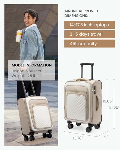 LOVEVOOK Carry On Luggage 22x14x9 Airline Approved,20 Inch Carry On Suitcases with Wheels,Softside Rolling Suitcase with TSA Lock for Women Men,Lightweight Travel luggage