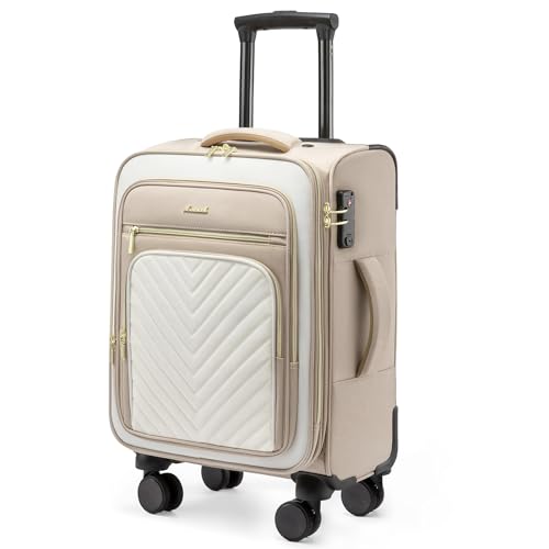 LOVEVOOK Carry On Luggage 22x14x9 Airline Approved,20 Inch Carry On Suitcases with Wheels,Softside Rolling Suitcase with TSA Lock for Women Men,Lightweight Travel luggage