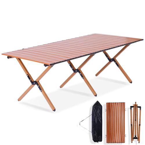 Camping Table Portable Folding - 45.5 x 23.2 Inch Lightweight Outdoor Picnic Table with Carry Bag, 4-6 Person Portable Roll up Low Picnic Table for Backyards, BBQ, Beach and Party