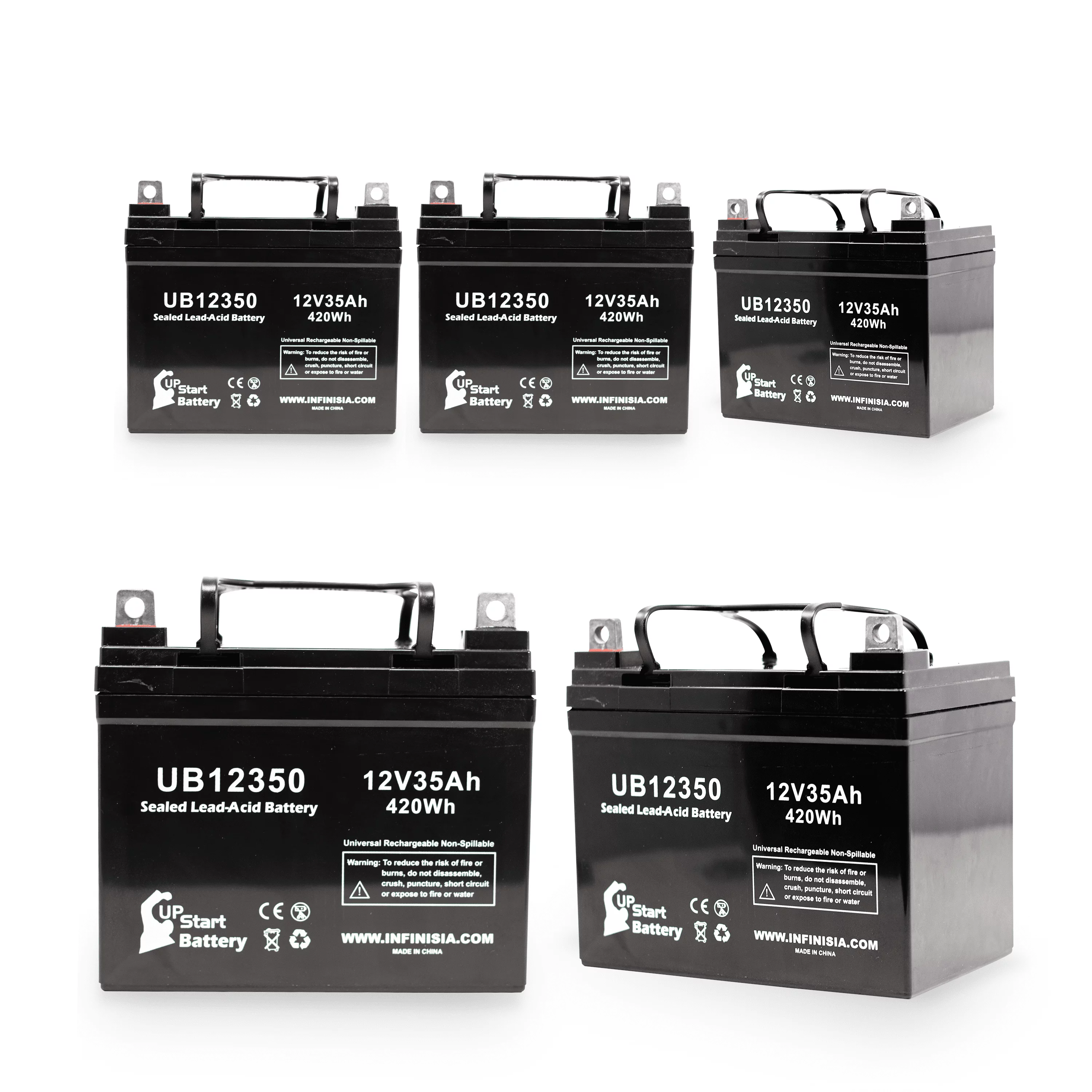 5x Pack - Compatible Suntech Targa16 Battery - Replacement UB12350 Universal Sealed Lead Acid Battery (12V, 35Ah, 35000mAh, L1 Terminal, AGM, SLA)