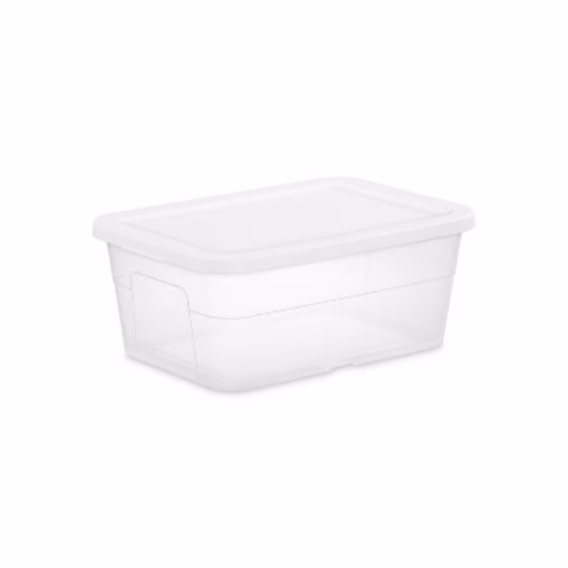 16qt Clear Storage Box + White Lid – Stackable, Transparent for Easy Organizing