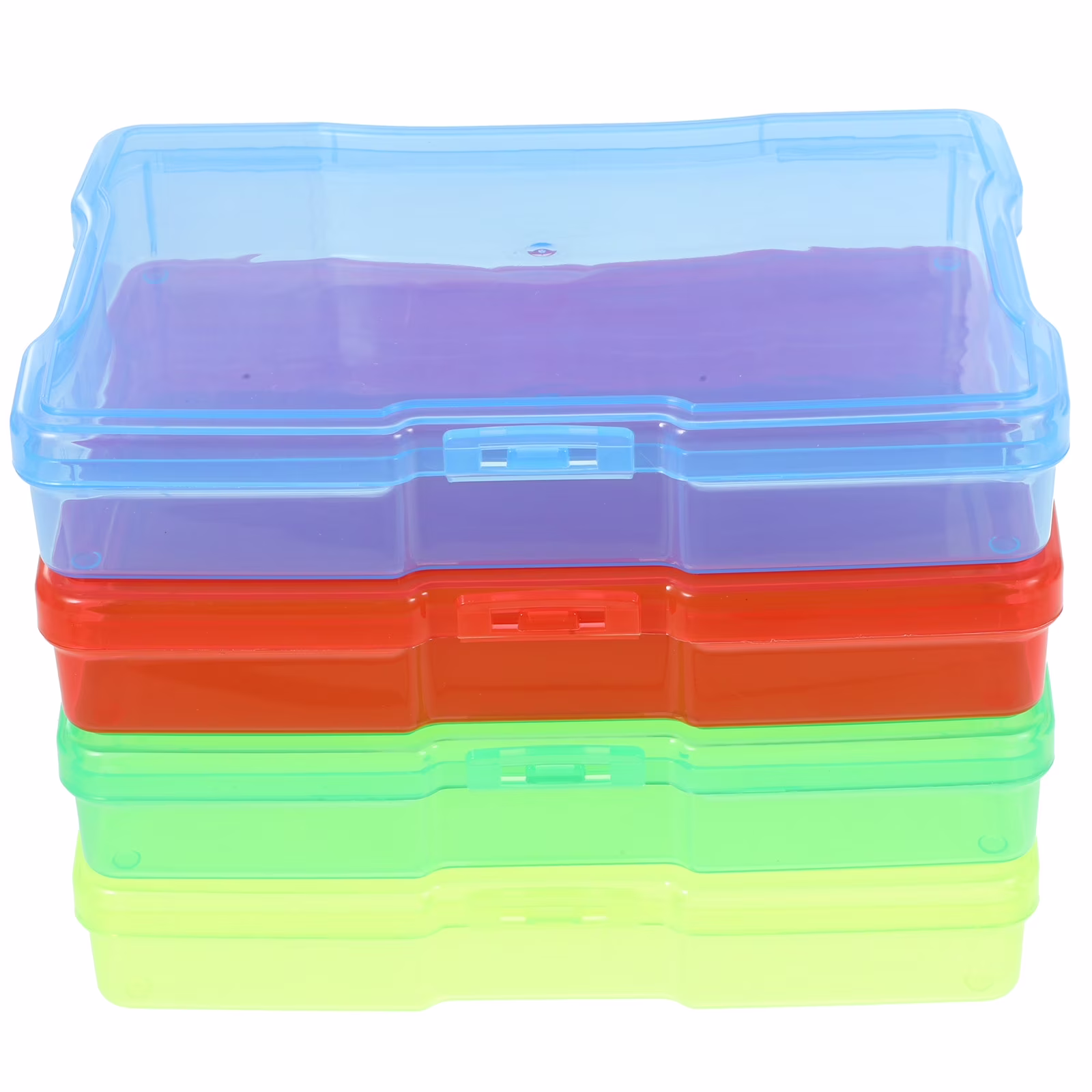 4 Pcs with Lids Postcard Storage Box Assorted Color Storage Box 16.5x11.2x3cm