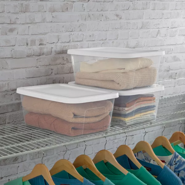 16qt Clear Storage Box with Lid White