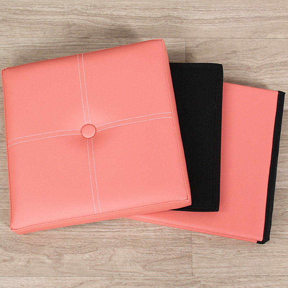 2pcs Kids Folding Lidded Storage Box Cube Linen Basket Organizer for Toys Clothes Books 27L (Black)