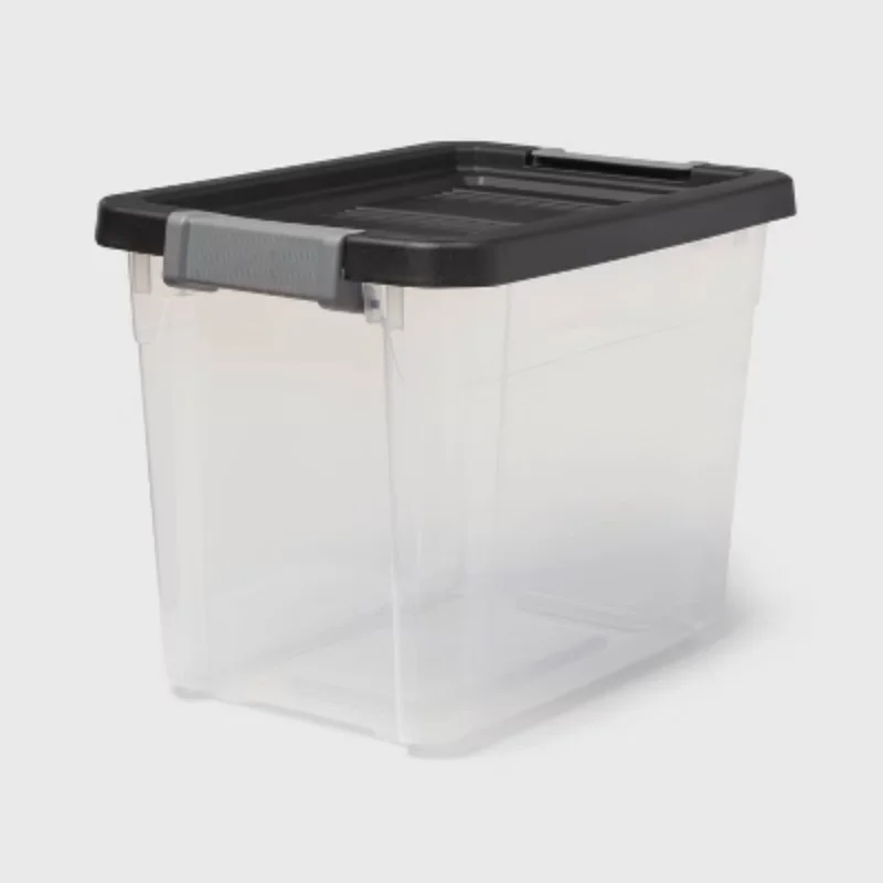 30qt Heavy Duty Latching Clear Storage Box - Stackable Universal Utility Plastic Bin with Lid