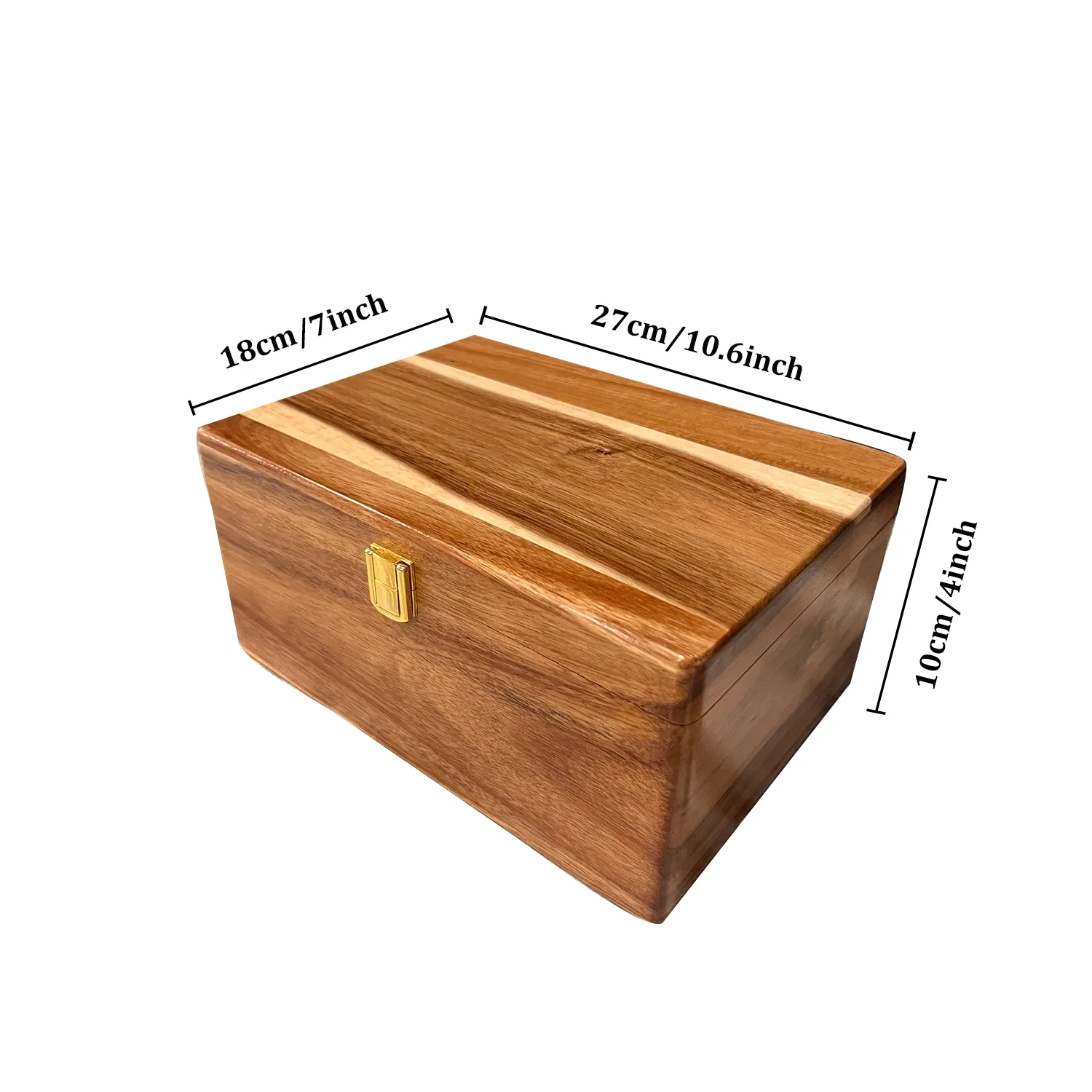 Larger Wooden Memory Keepsake Boxes with Hinged Lids - Decorative Storage Box with a Hinge Lids for Picture Letter Time Capsule - 4"×7"×10.6"- Acacia