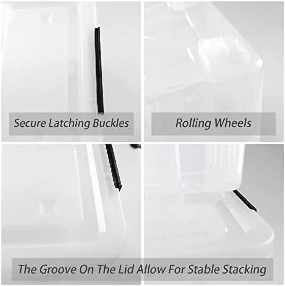 4 Packs 50 QT Storage Bins with Lids, Clear Large Plastic Storage Container Box