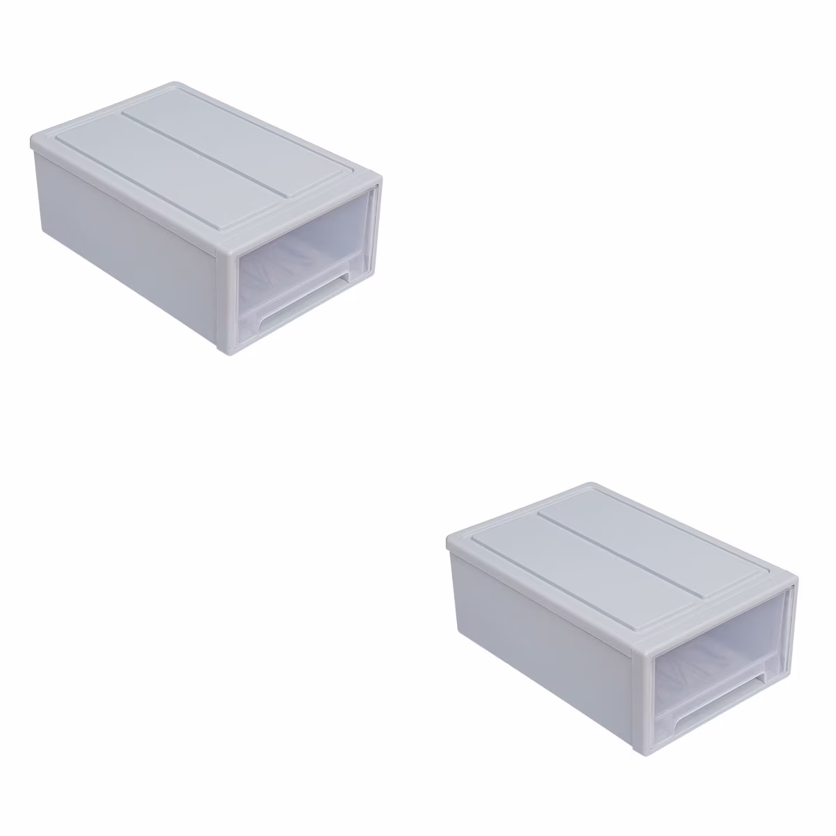2 pcs  Stackable Transparent Storage Box Drawer-type Clothes Shoes Organizer