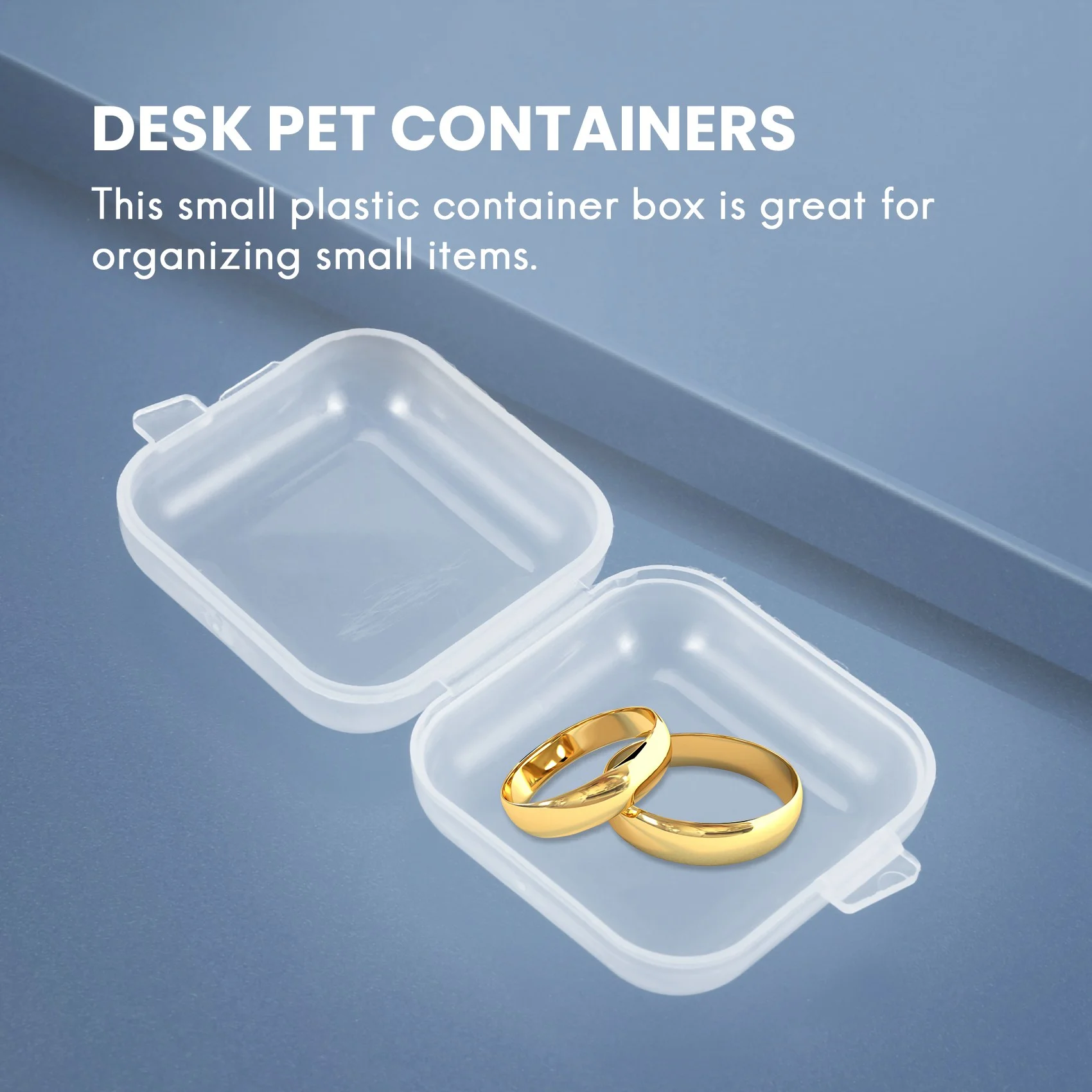 50 Clear Plastic Containers, Small Craft Storage Boxes with Lids, 3.5x3.5x1.8cm, for Beads, Jewelry, Pills
