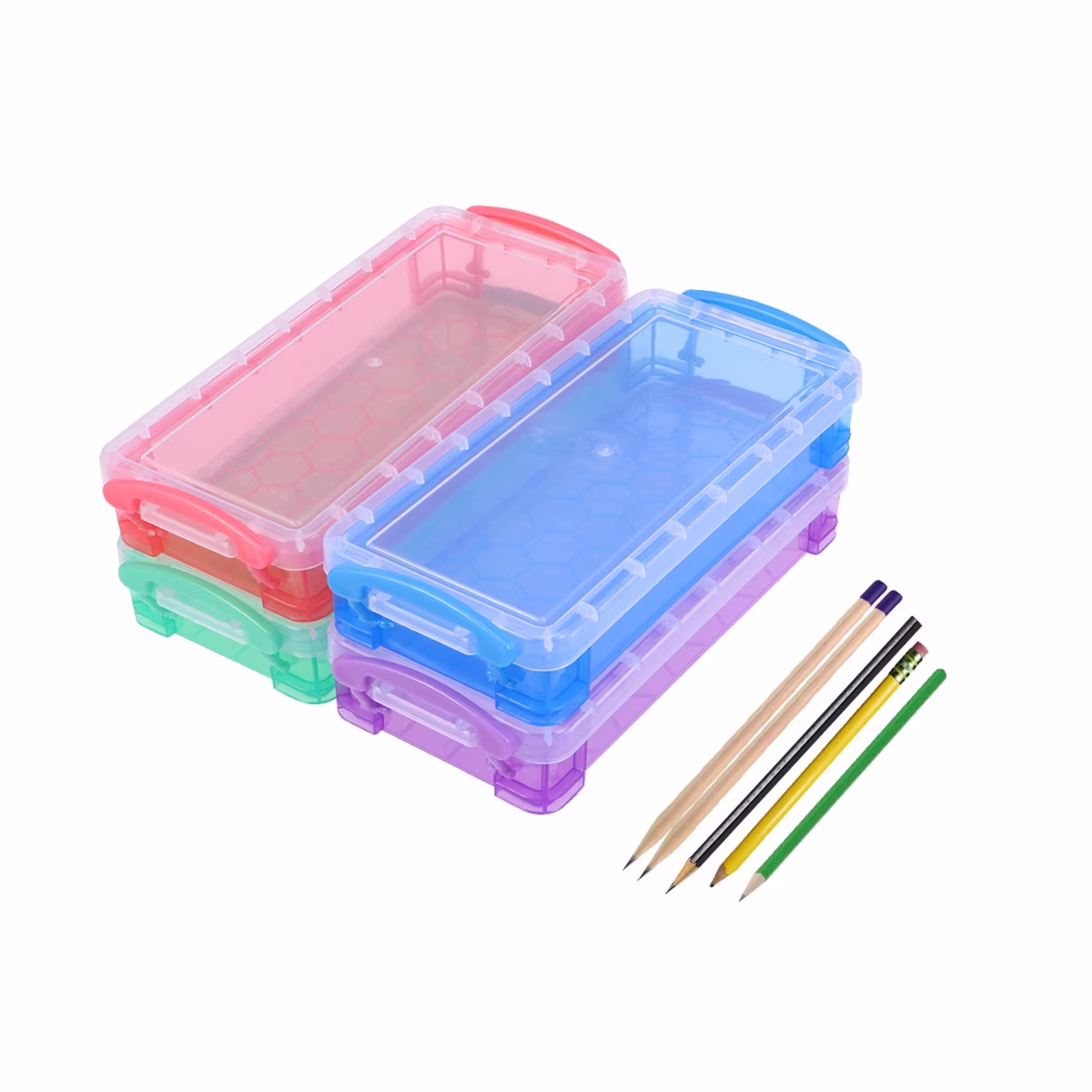 3 Pcs Storage Boxes with Lids Pencil Case Solid Color