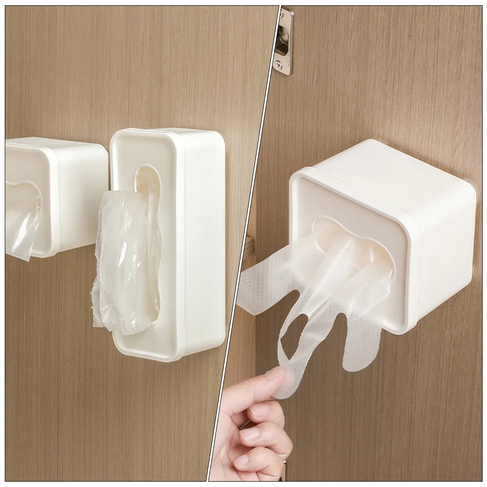 2 Pcs Clear Bins Mask Storage Box Gloves Storage Holder 21.3x8.5cm White