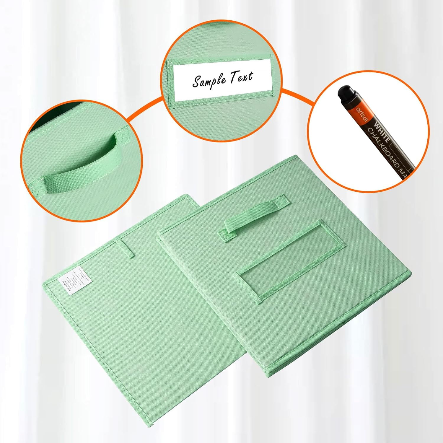 13x13 Inch Cube Storage Bins(Set of 8)-Basket Bins with 8 Labels Window Cards & a Pen - Collapsible Storage Organizer Boxes Cube For Nursery Home & Office-Grass Green