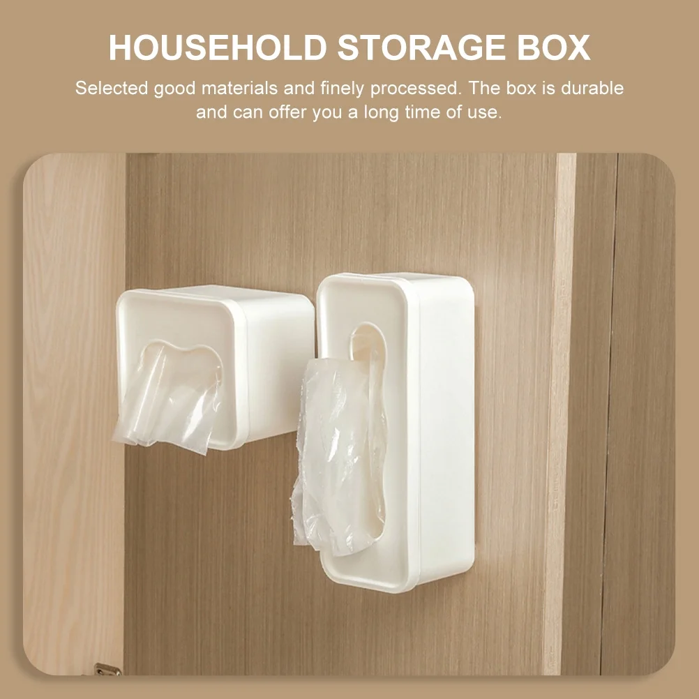 2 Pcs Clear Bins Mask Storage Box Gloves Storage Holder 21.3x8.5cm White