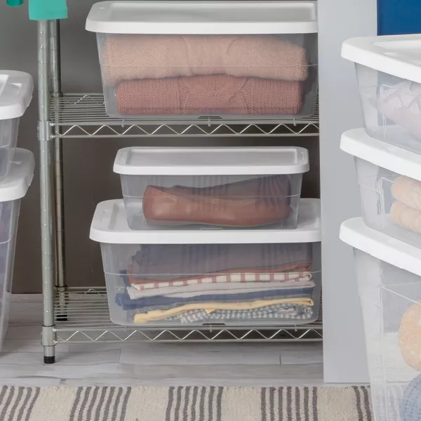 16qt Clear Storage Box with Lid White