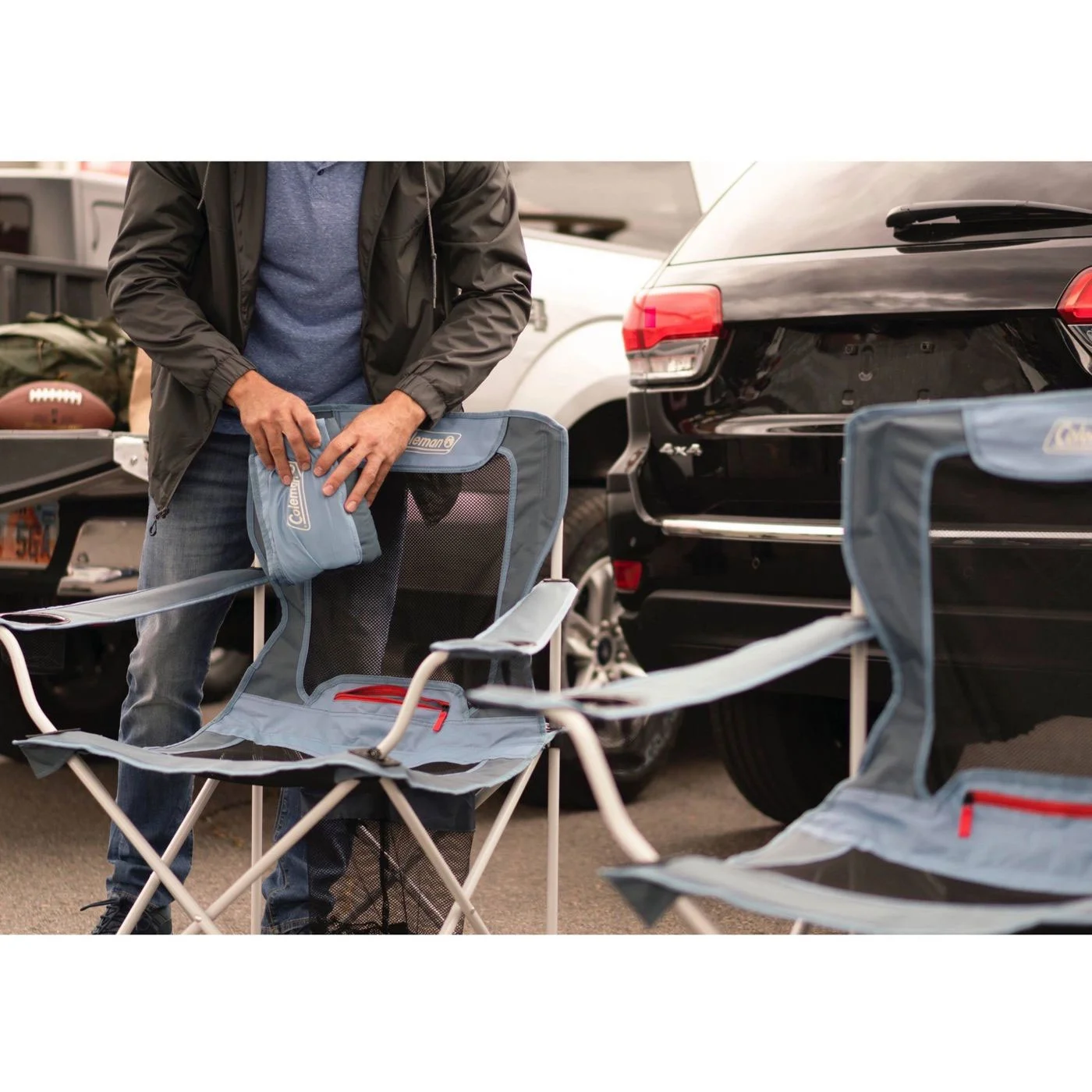 Coleman All-Season Adult Folding Camp Chair with Removable Insulated Cover, Blue